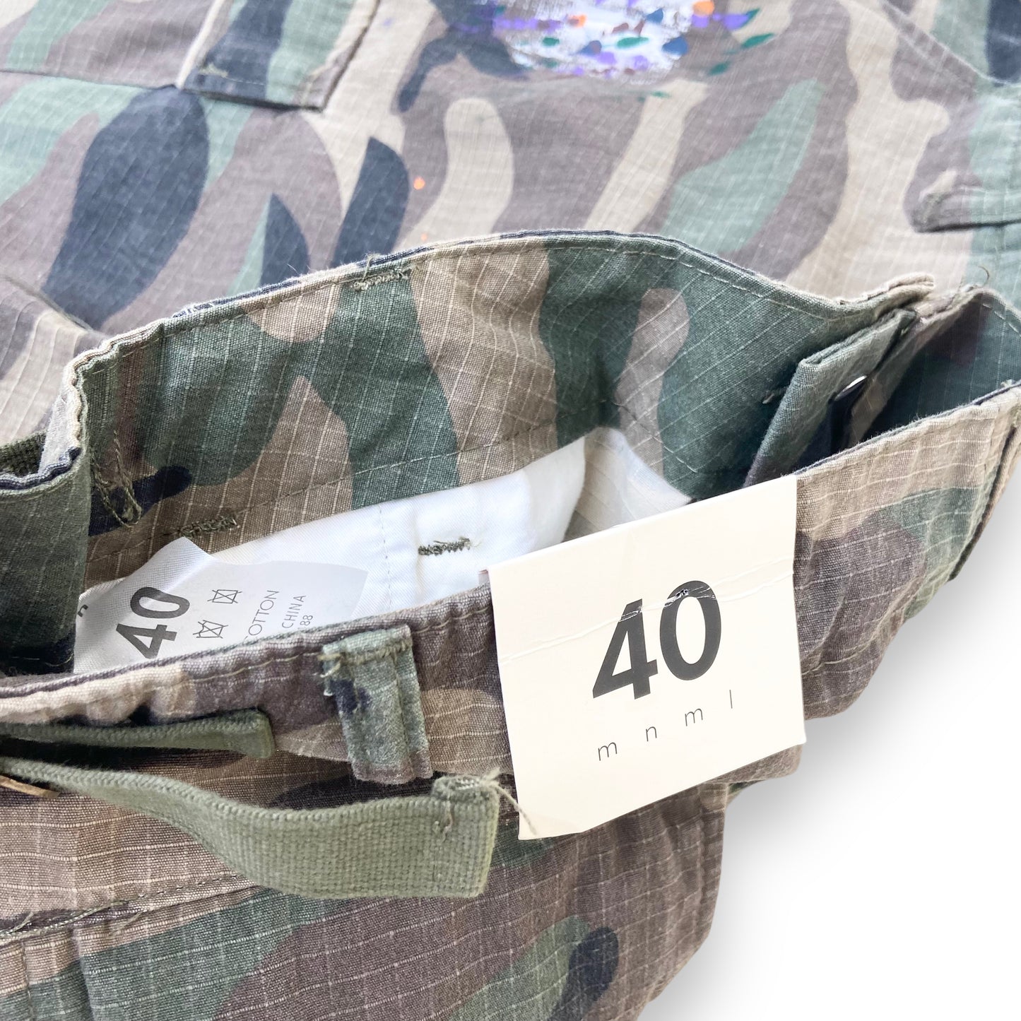 MNML FLARED PAINT CARGO PANTS GREEN 40W