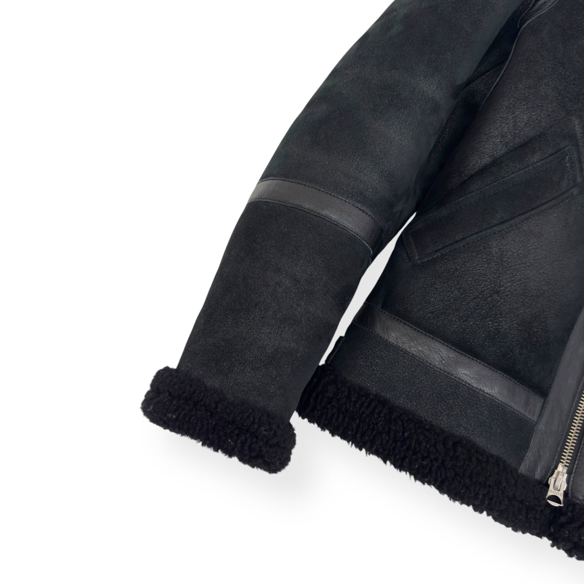ACNE STUDIOS SHEARLING-LINED FULL-GRAIN LEATHER JACKET BLACK S