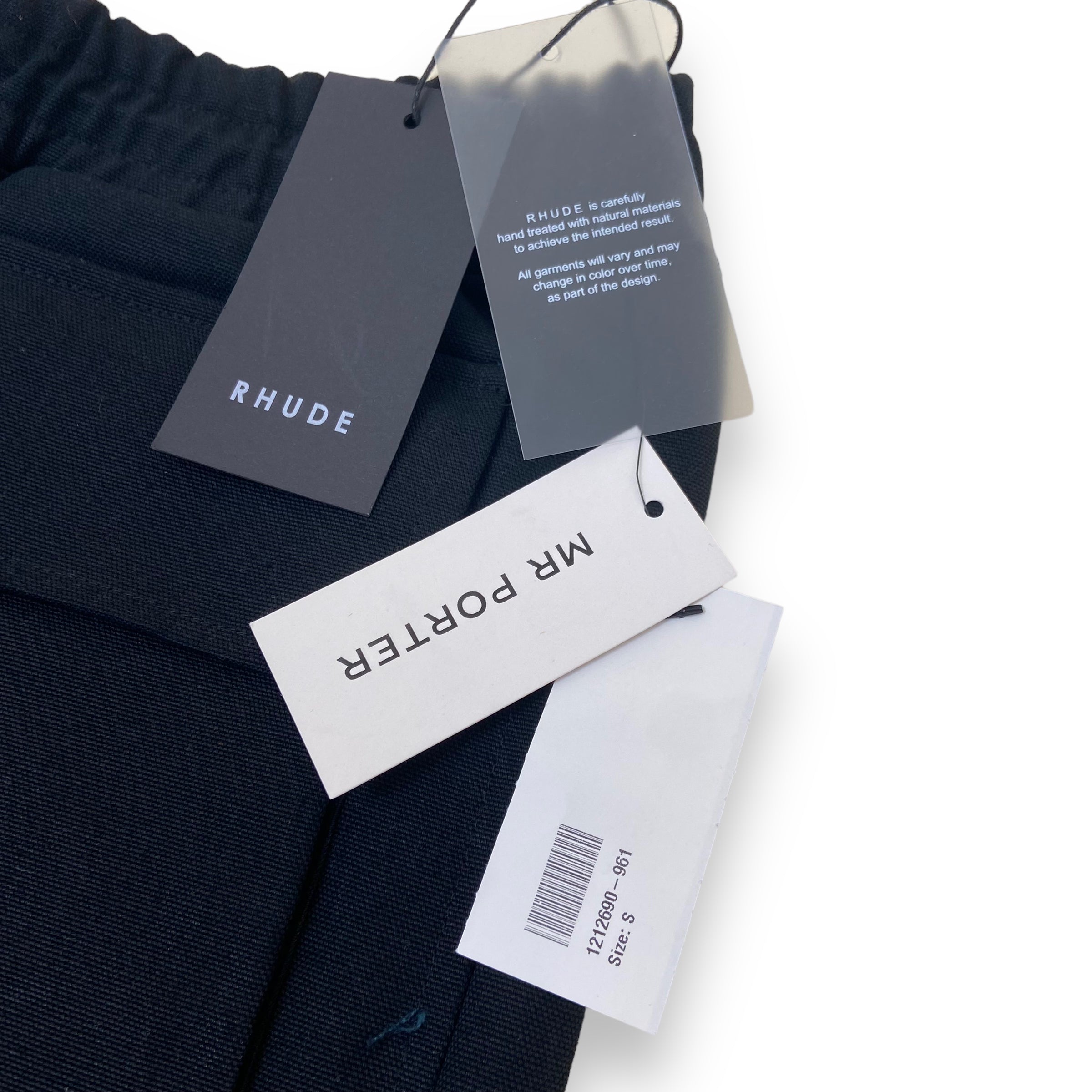 RHUDE DRAWSTRING CARGO SHORTS BLACK S