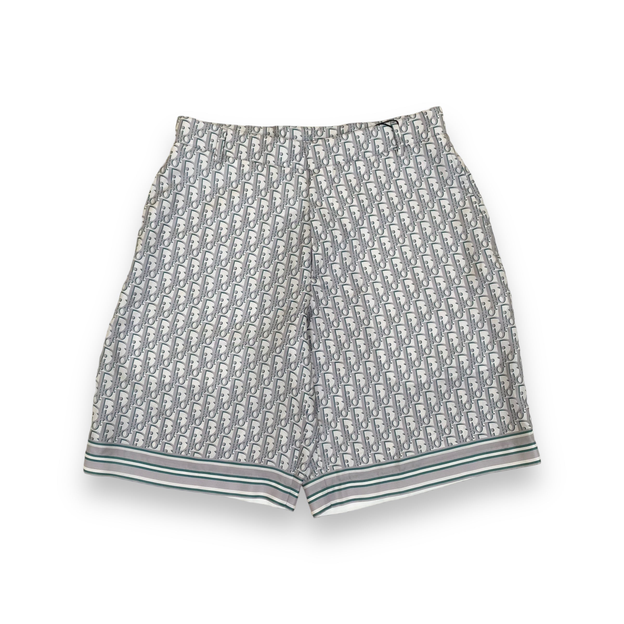 DIOR OBLIQUE BERMUDA SILK MONOGRAM SHORTS GREY M