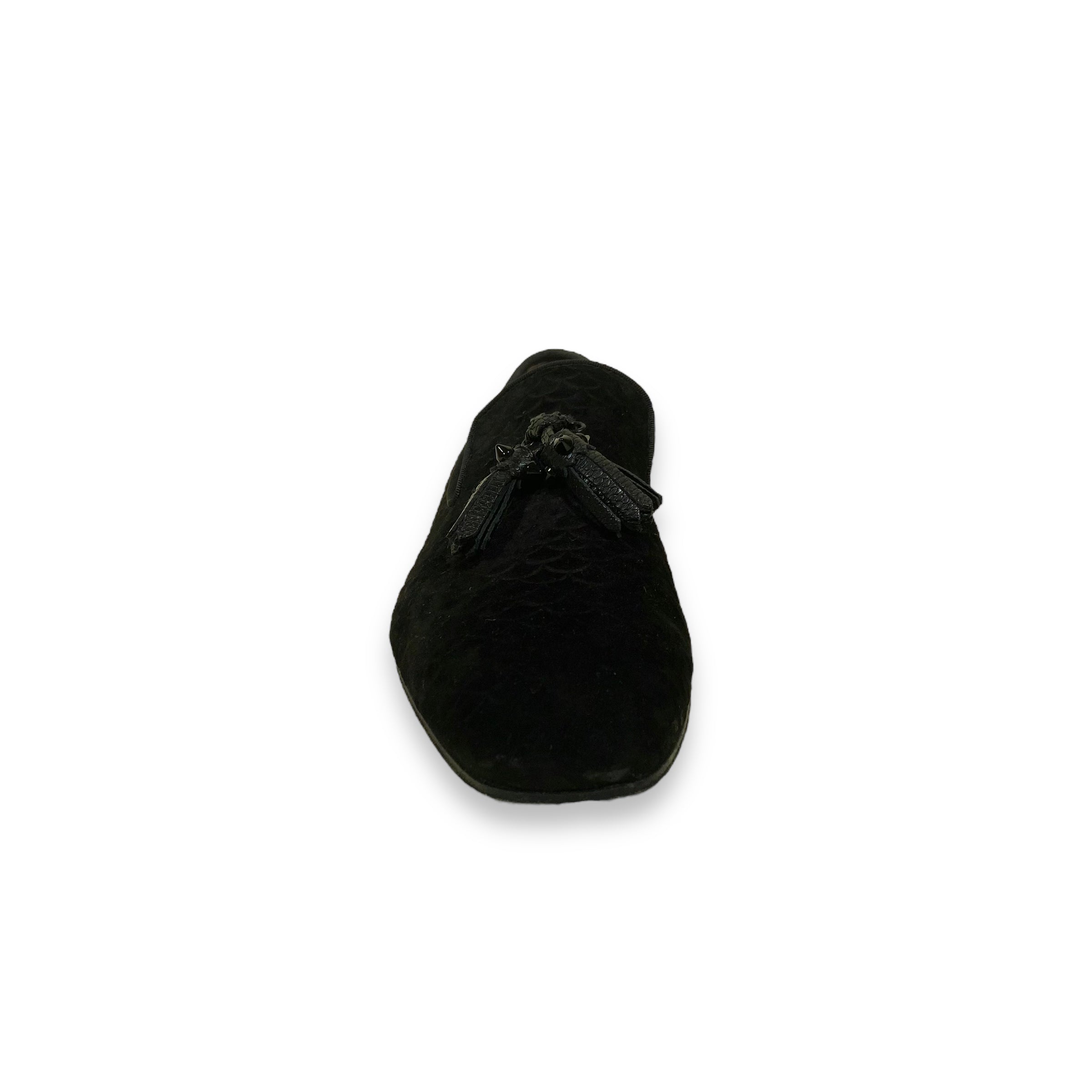 CHRISTIAN LOUBOUTIN SUEDE TASSEL LOAFERS BLACK UK8