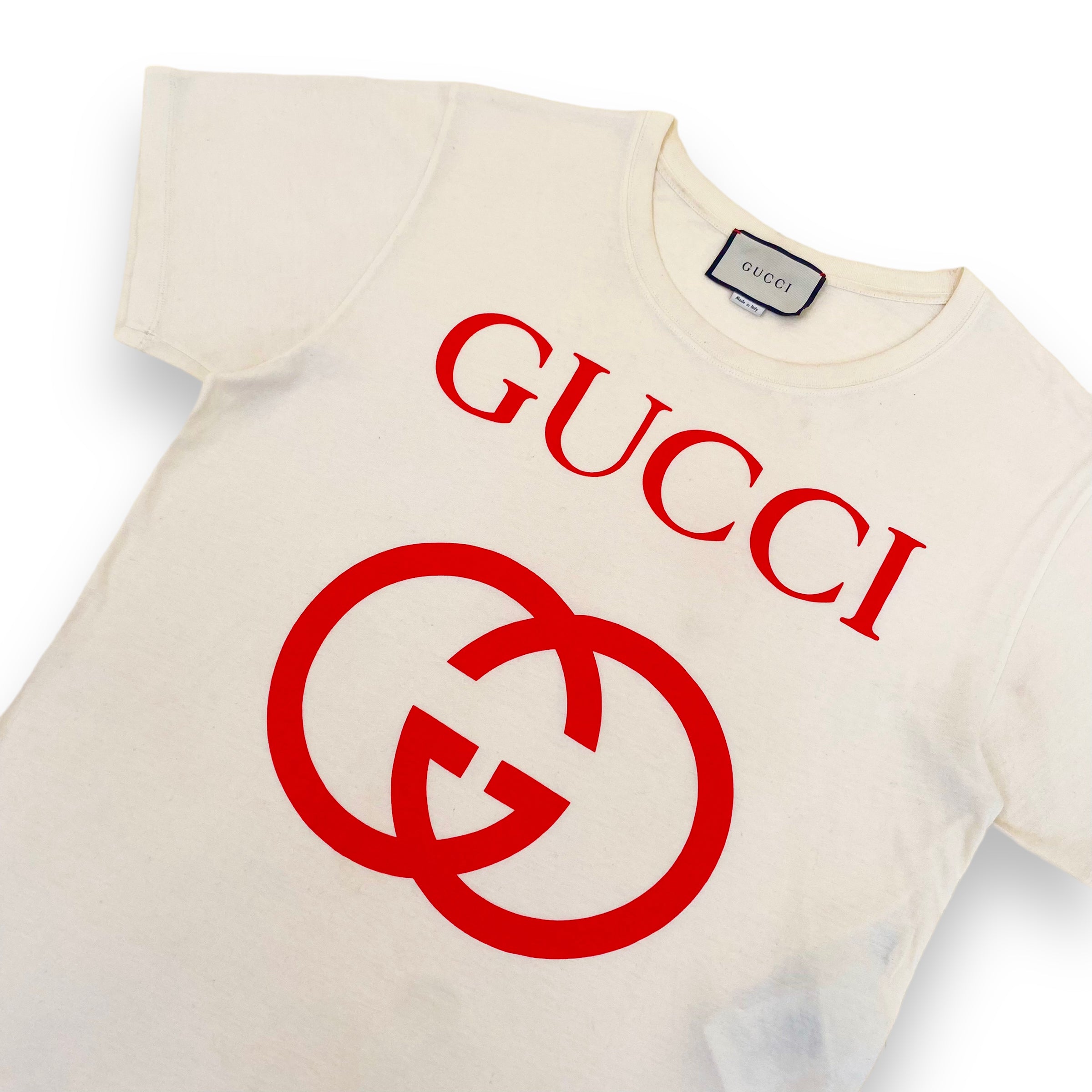 GUCCI INTERLOCKING LOGO T-SHIRT IVORY S