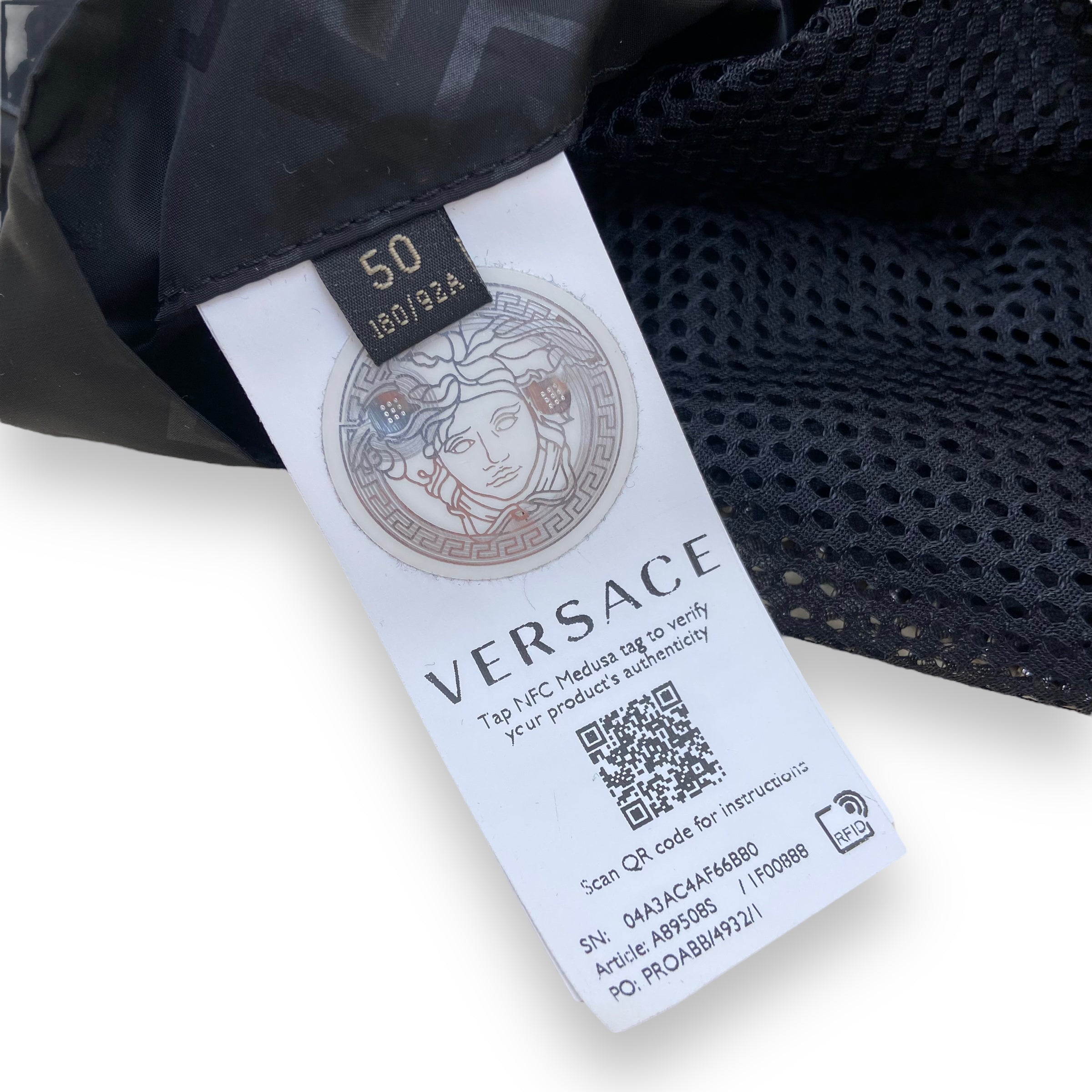 VERSACE MONOGRAM WINDBREAKER JACKET BLACK XL