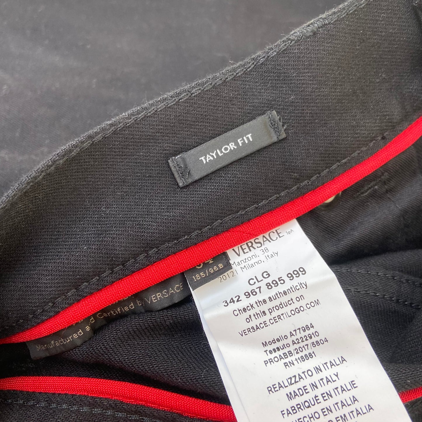 VERSACE STUDDED SLIM TAYLOR FIT JEANS BLACK 34W