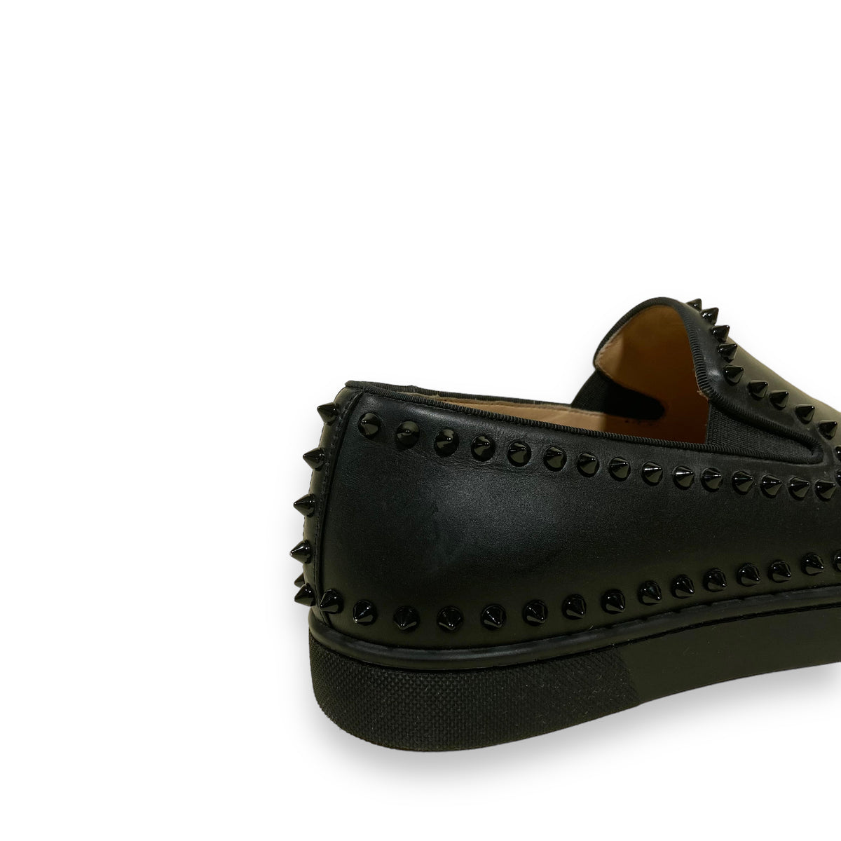 CHRISTIAN LOUBOUTIN PIK LEATHER BOAT SHOES BLACK UK7.5