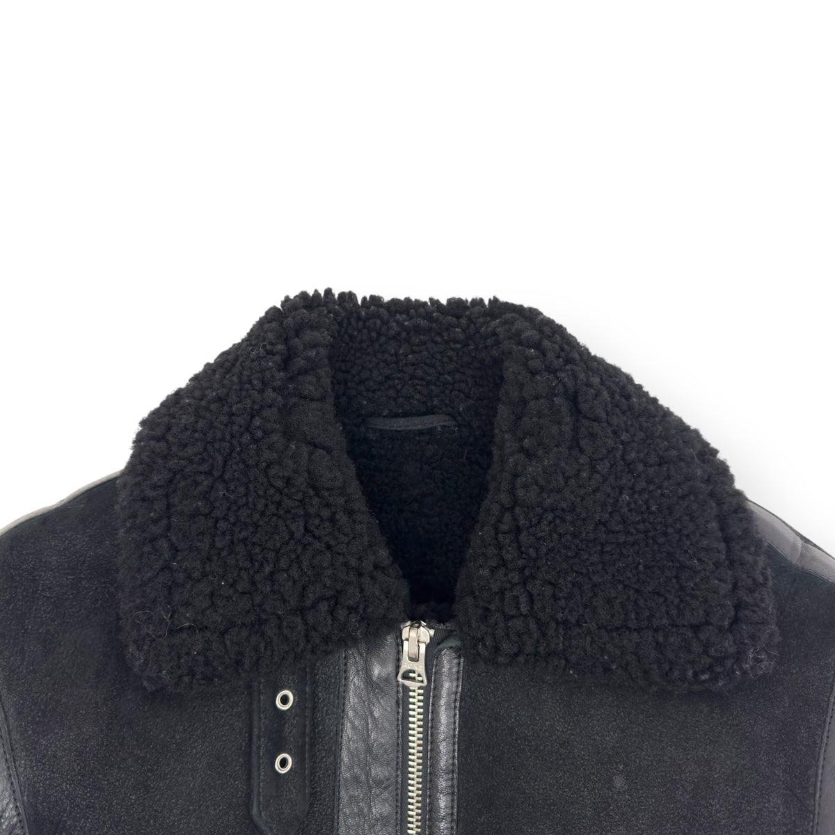 ACNE STUDIOS SHEARLING-LINED FULL-GRAIN LEATHER JACKET BLACK S
