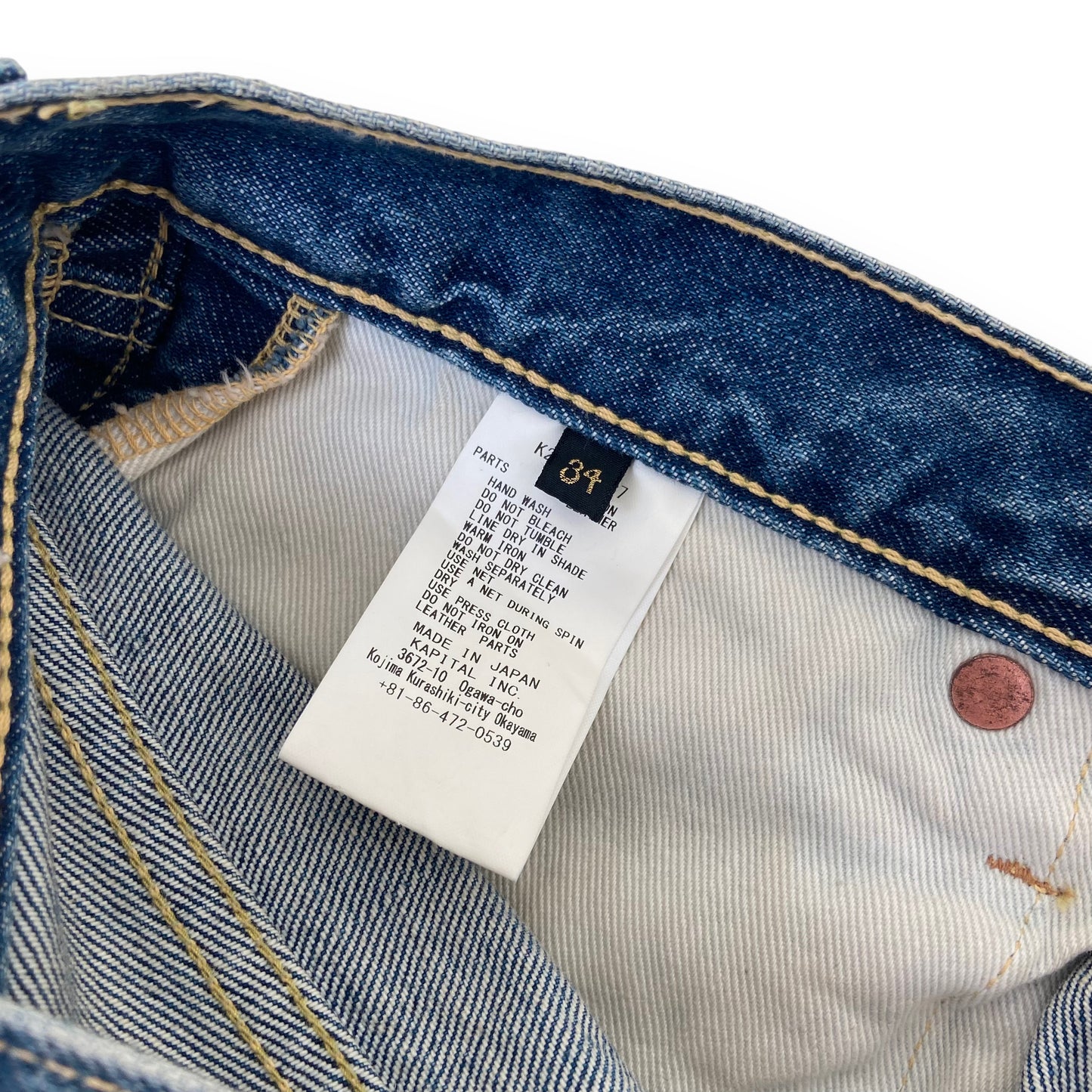 KAPITAL STRAIGHT LEG GEMSTONE JEANS BLUE 34W