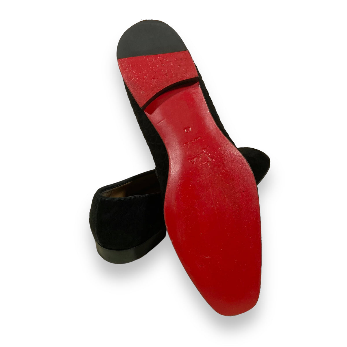 CHRISTIAN LOUBOUTIN SUEDE TASSEL LOAFERS BLACK UK8