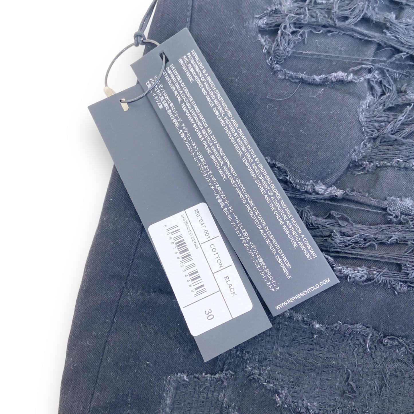 REPRESENT DISTRESSED SKINNY JEANS BLACK 30W