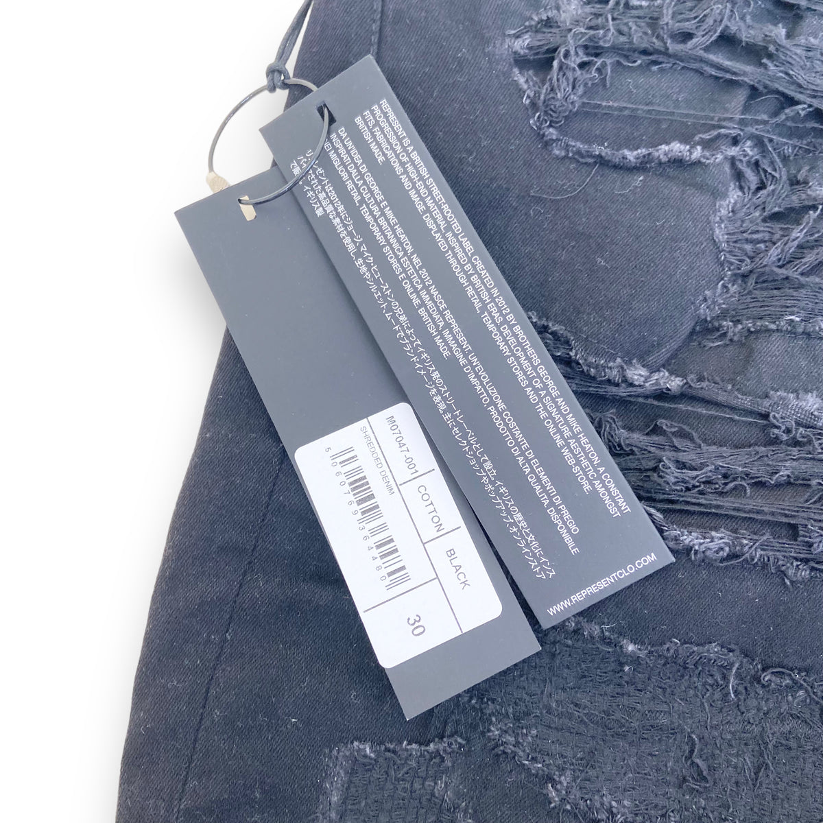 REPRESENT DISTRESSED SKINNY JEANS BLACK 30W