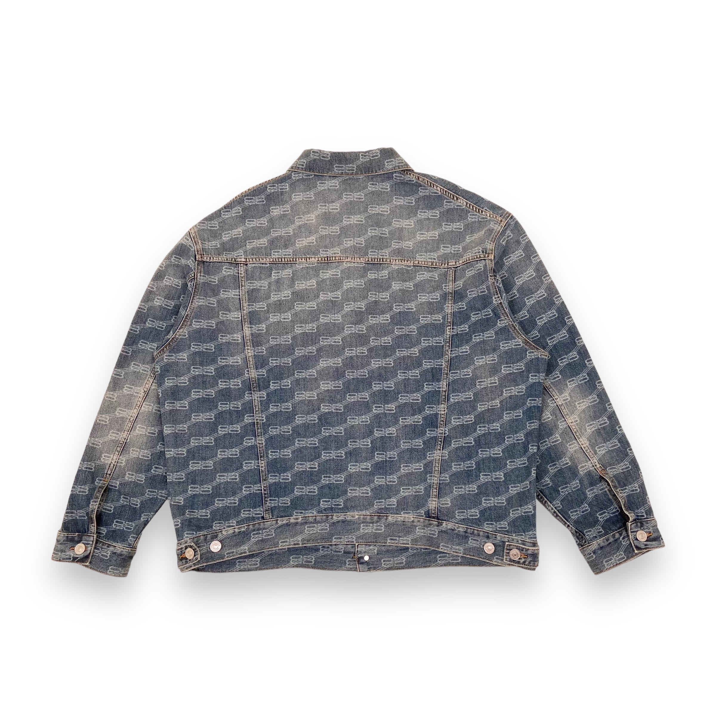 BALENCIAGA LOGO PRINT DENIM JACKET BLUE S