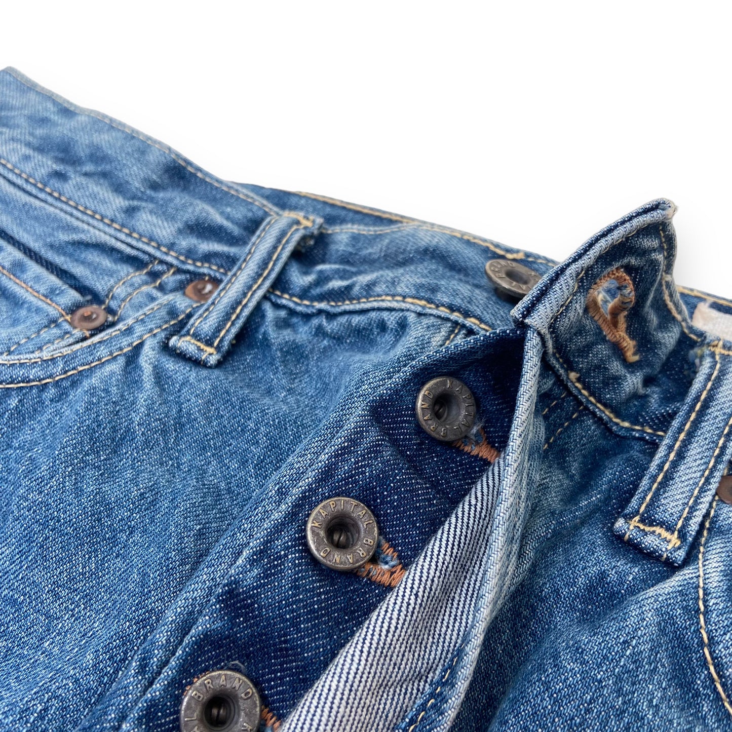 KAPITAL STRAIGHT LEG GEMSTONE JEANS BLUE 34W