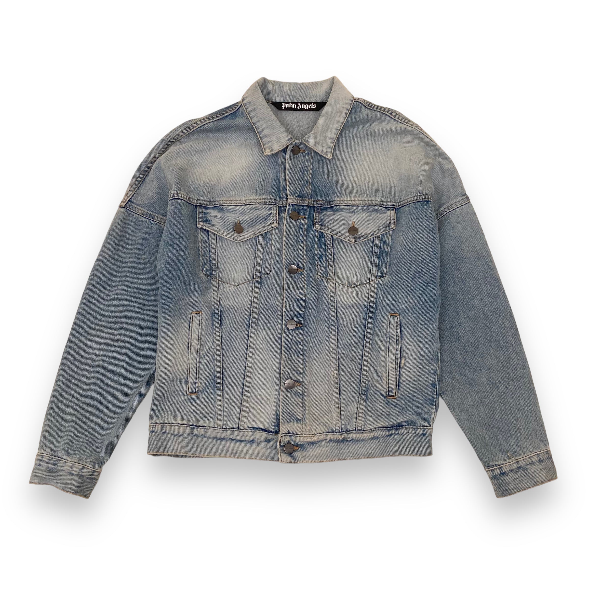 PALM ANGELS LOGO DENIM JACKET BLUE S