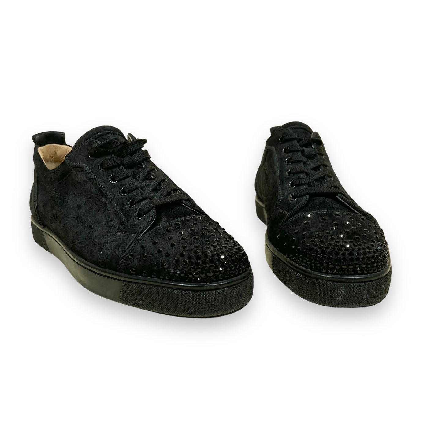 CHRISTIAN LOUBOUTIN SUEDE LOW TOP SNEAKERS BLACK UK11