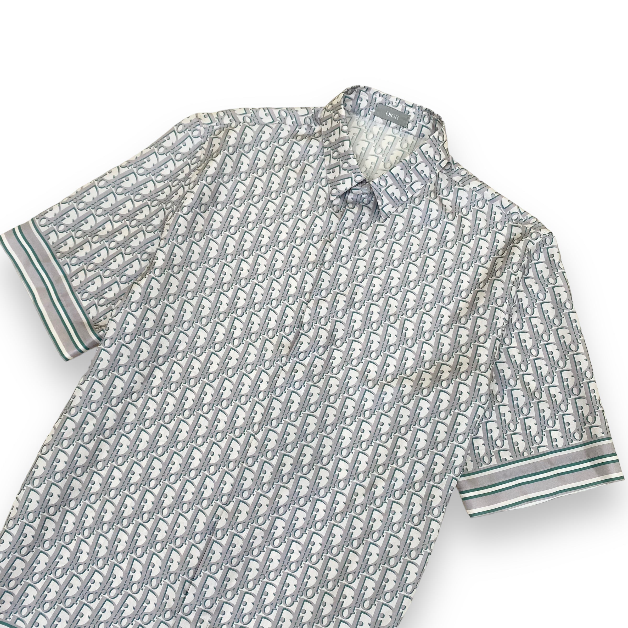 DIOR OBLIQUE SILK MONOGRAM SHIRT GREY M