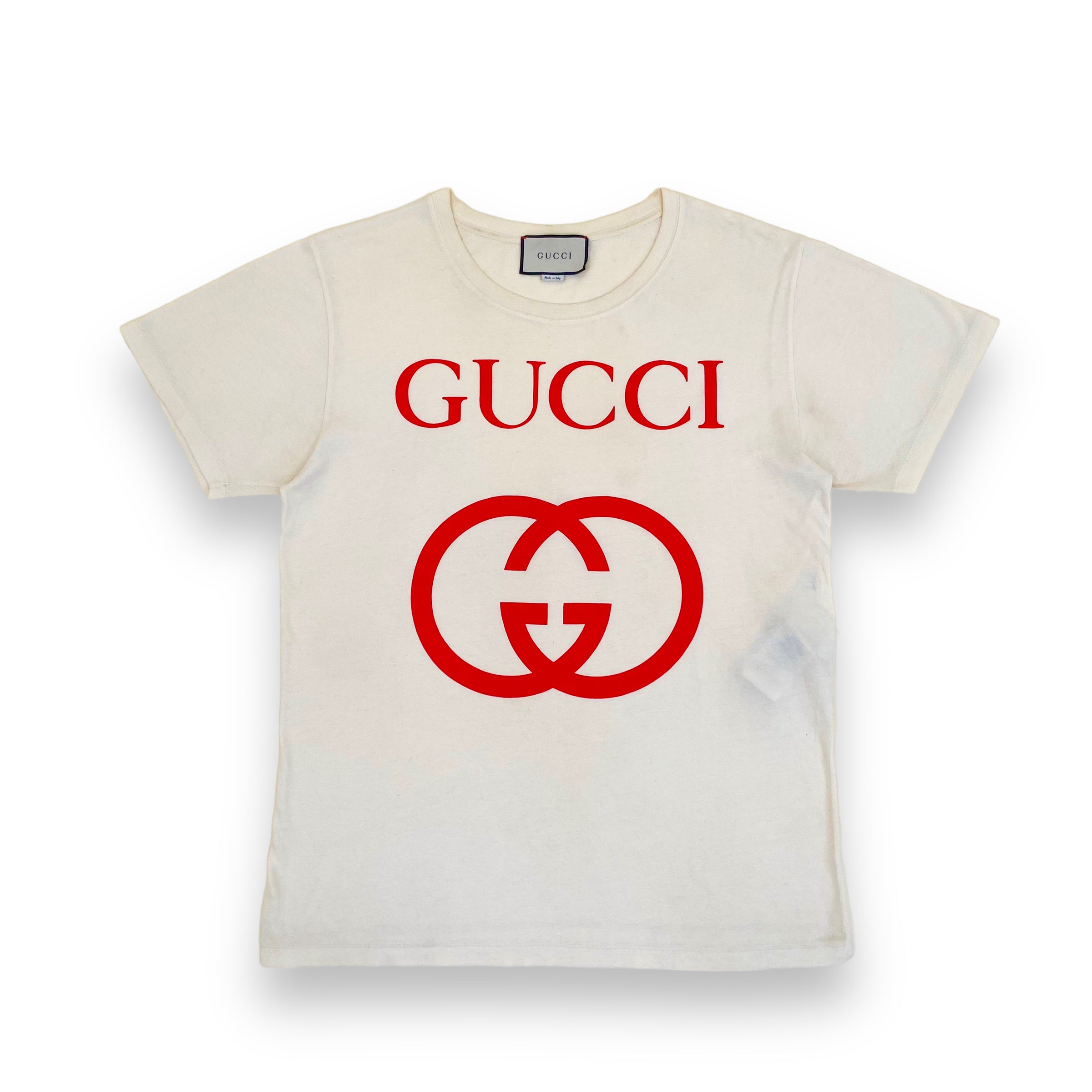 GUCCI INTERLOCKING LOGO T-SHIRT IVORY S