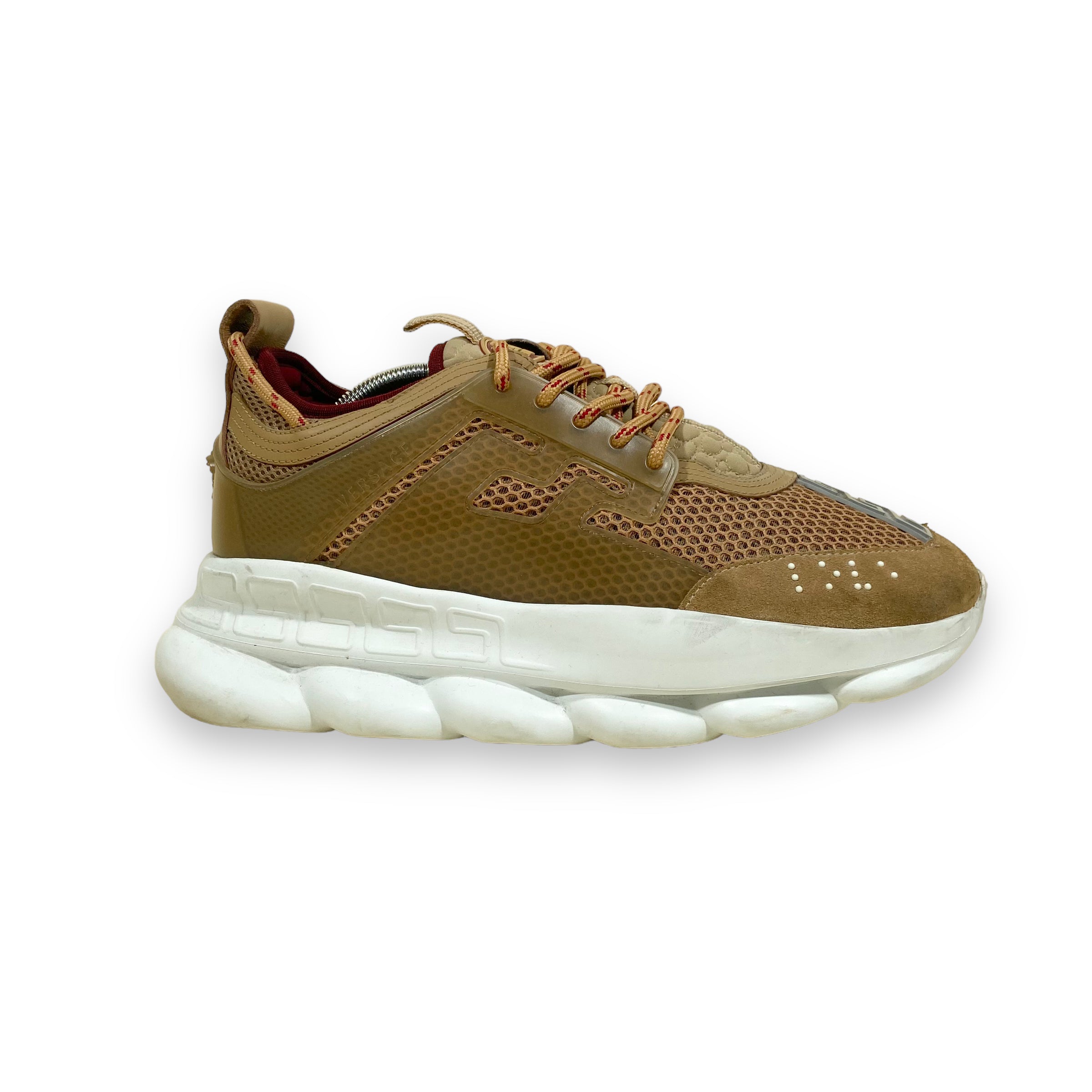 VERSACE CHAIN REACTION SNEAKERS CARAMEL UK9
