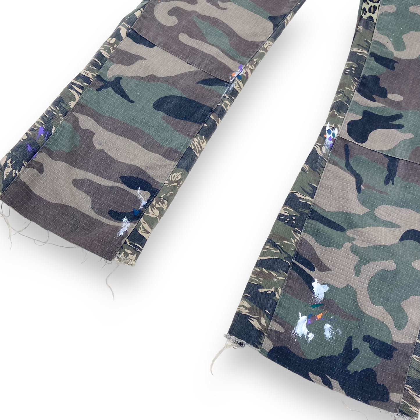 MNML FLARED PAINT CARGO PANTS GREEN 40W