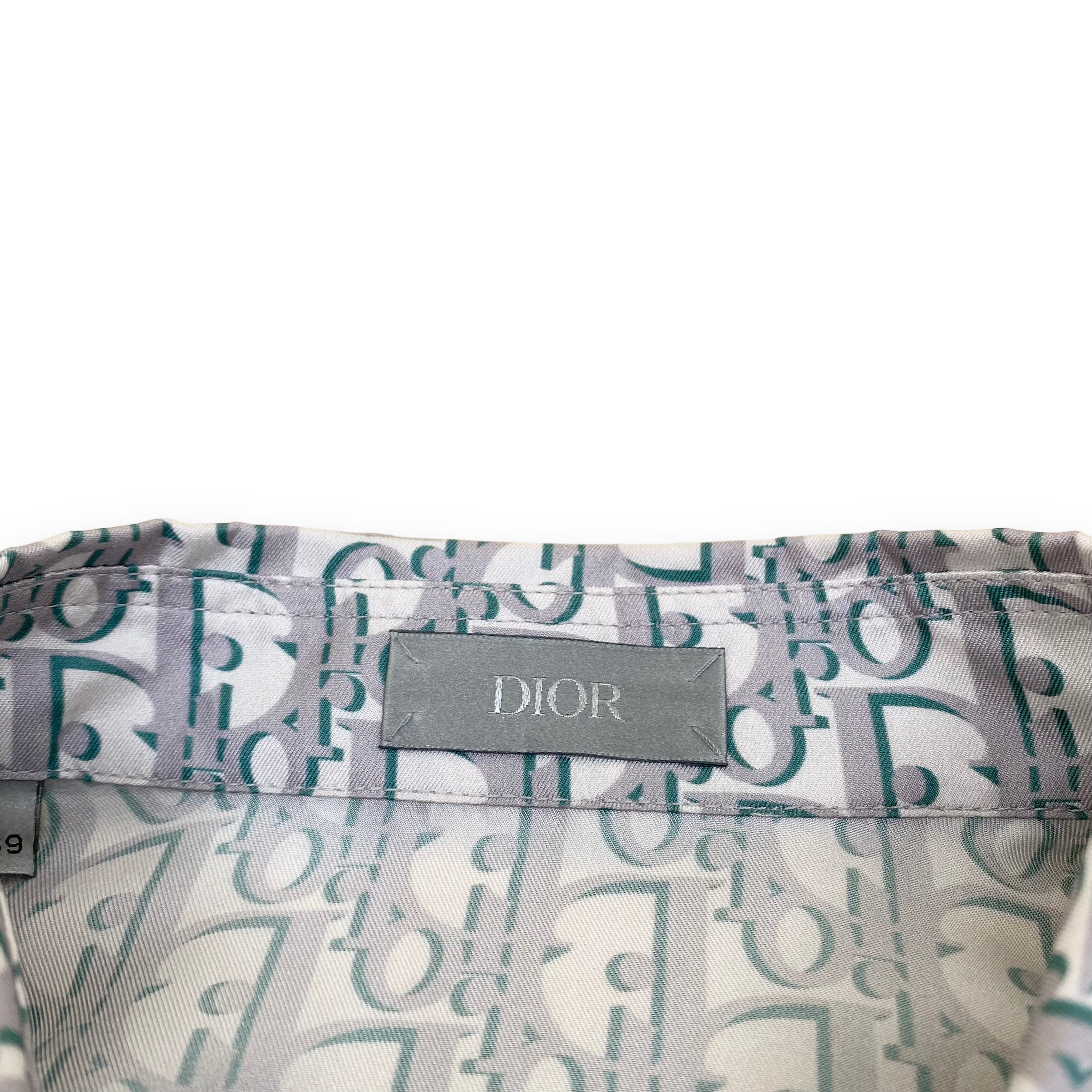 DIOR OBLIQUE SILK MONOGRAM SHIRT GREY M