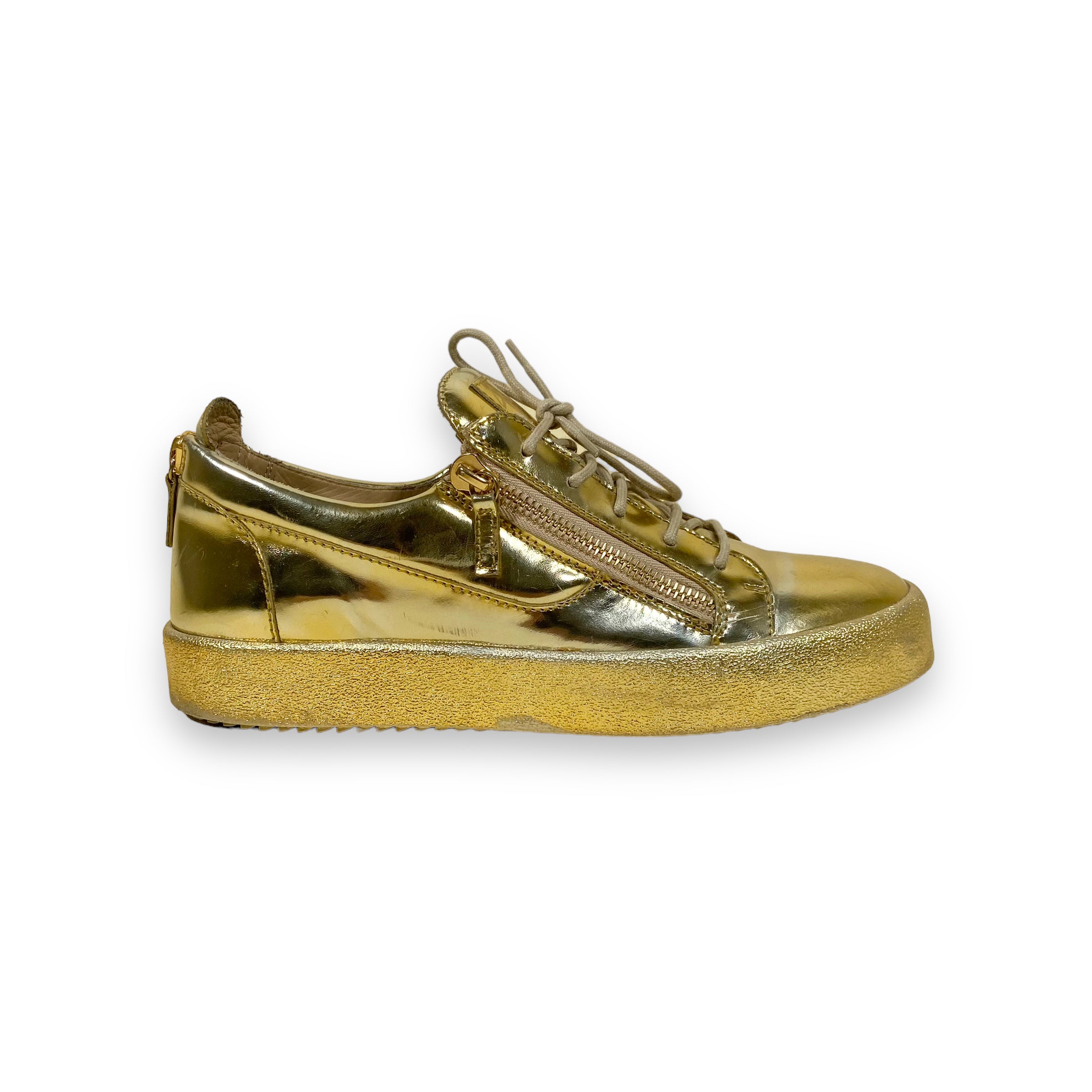 GIUSEPPE ZANOTTI LOW TOP SNEAKERS GOLD UK10