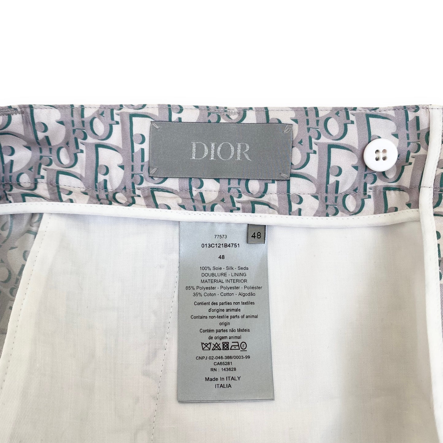 DIOR OBLIQUE BERMUDA SILK MONOGRAM SHORTS GREY M