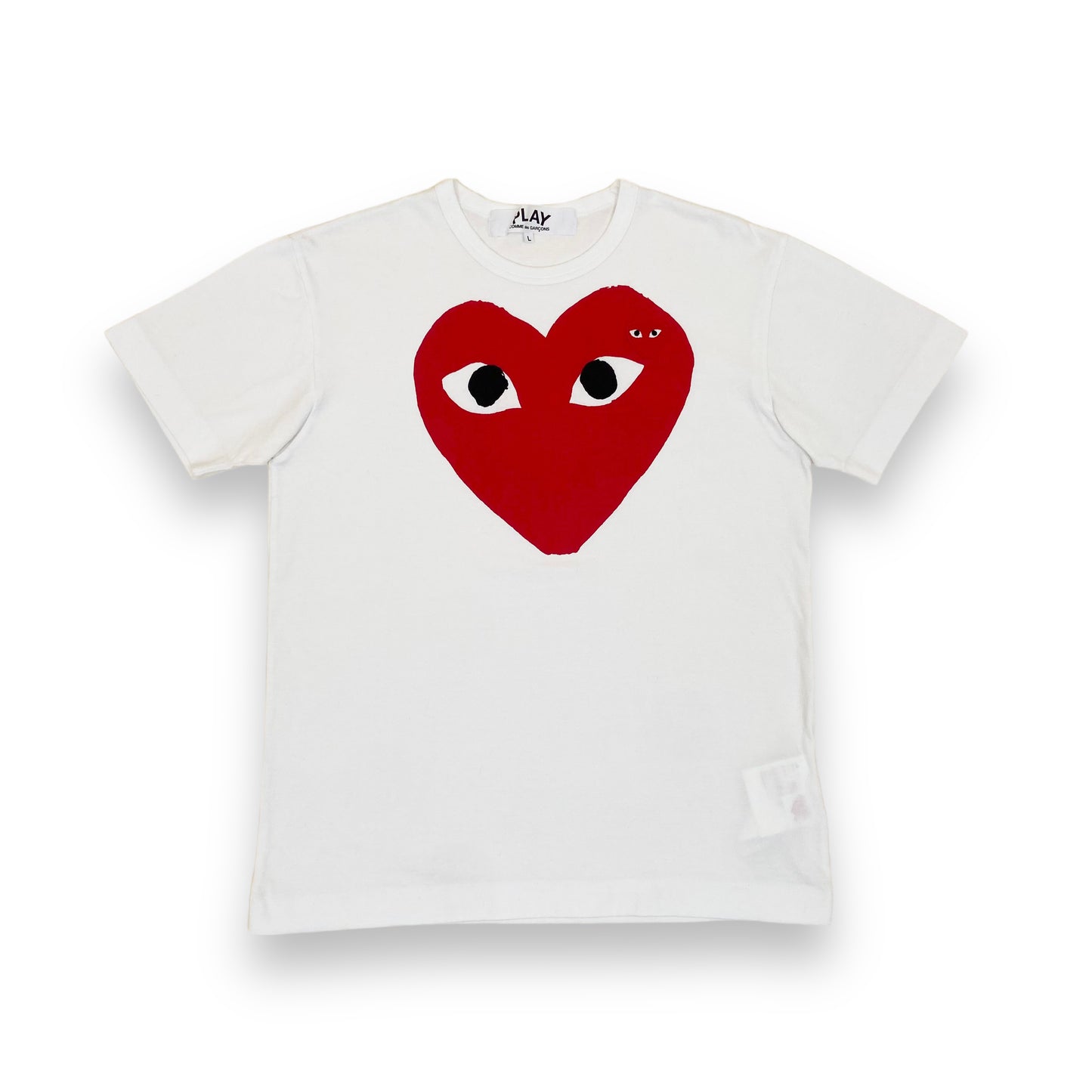 CDG PLAY HEART T-SHIRT WHITE L