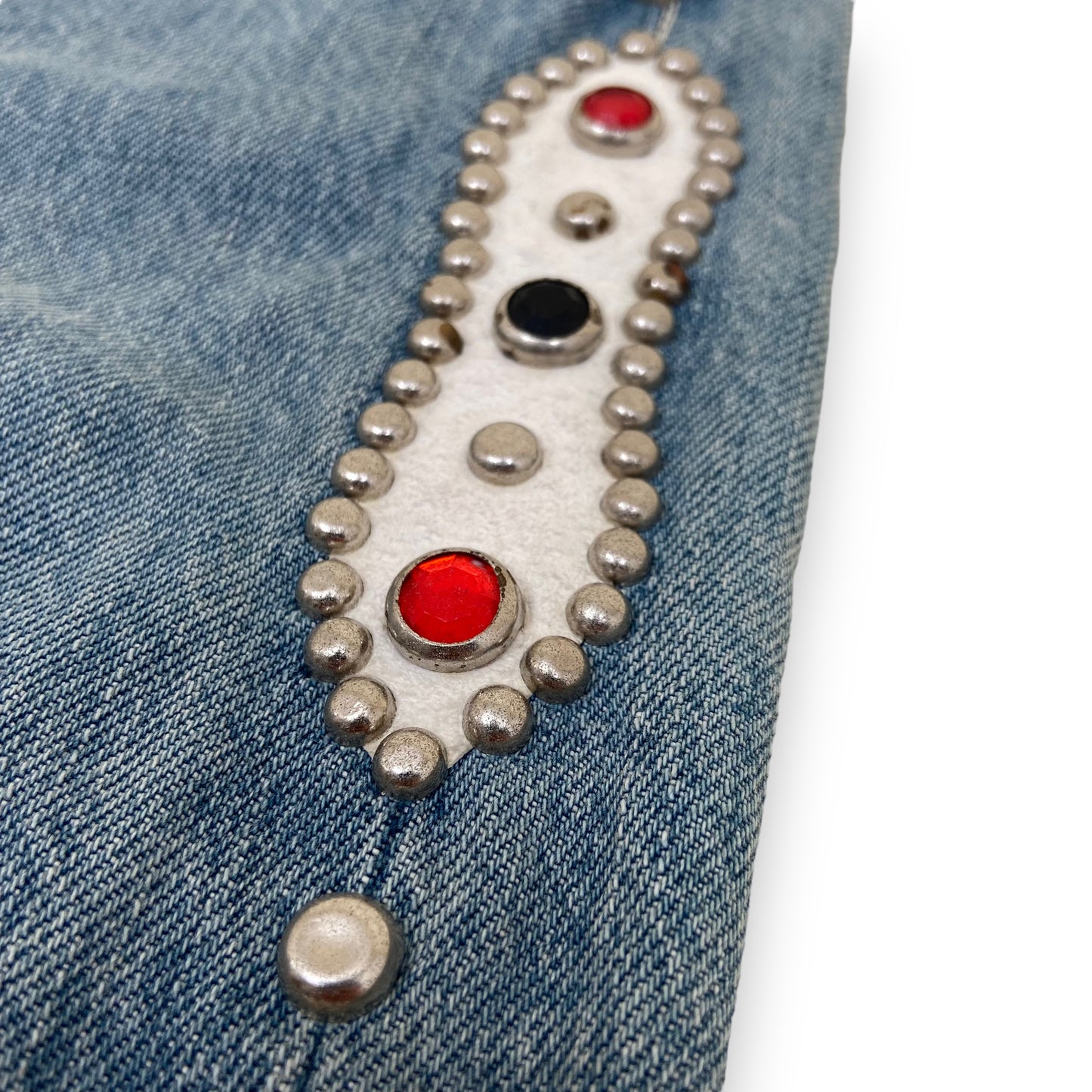 KAPITAL STRAIGHT LEG GEMSTONE JEANS BLUE 34W