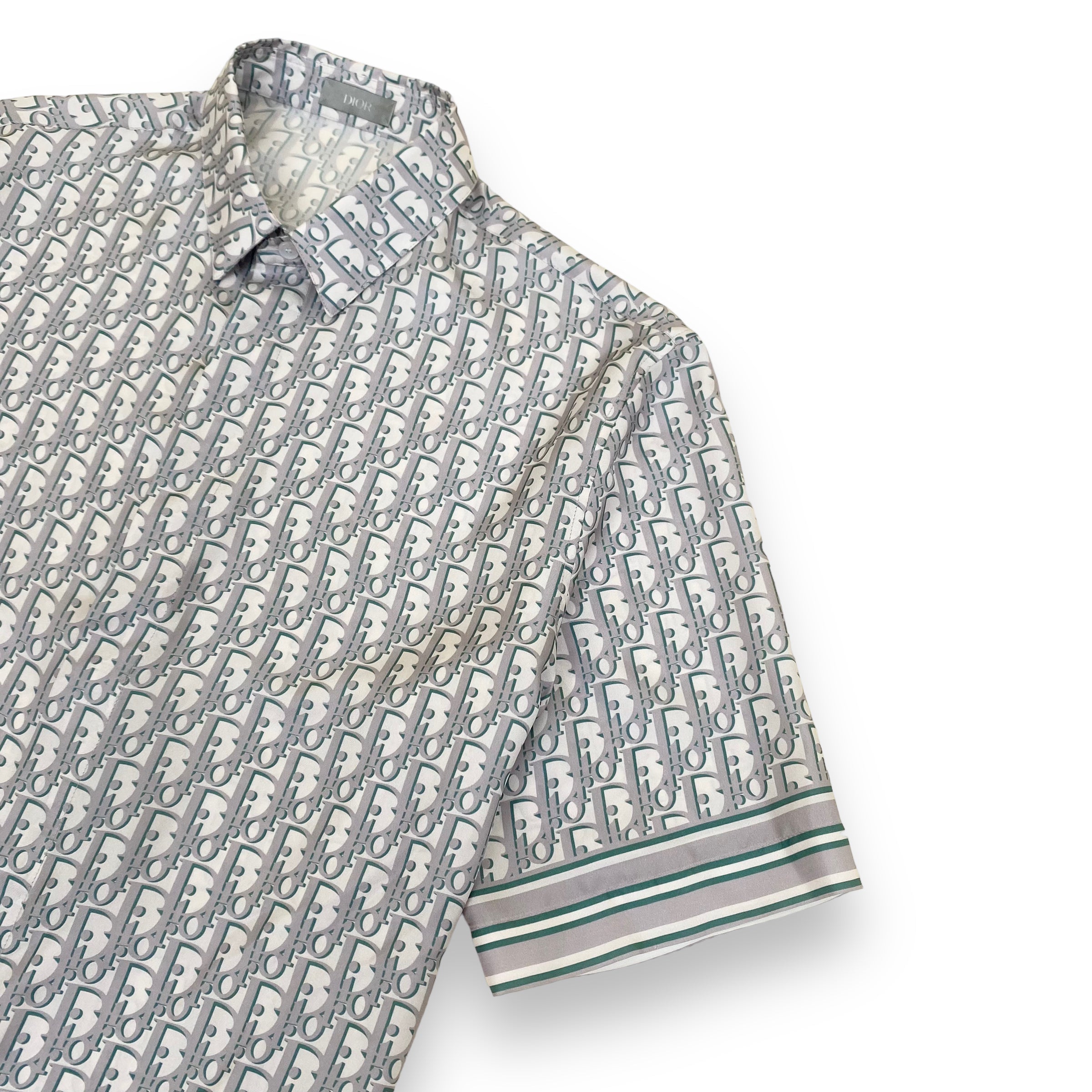 DIOR OBLIQUE SILK MONOGRAM SHIRT GREY M