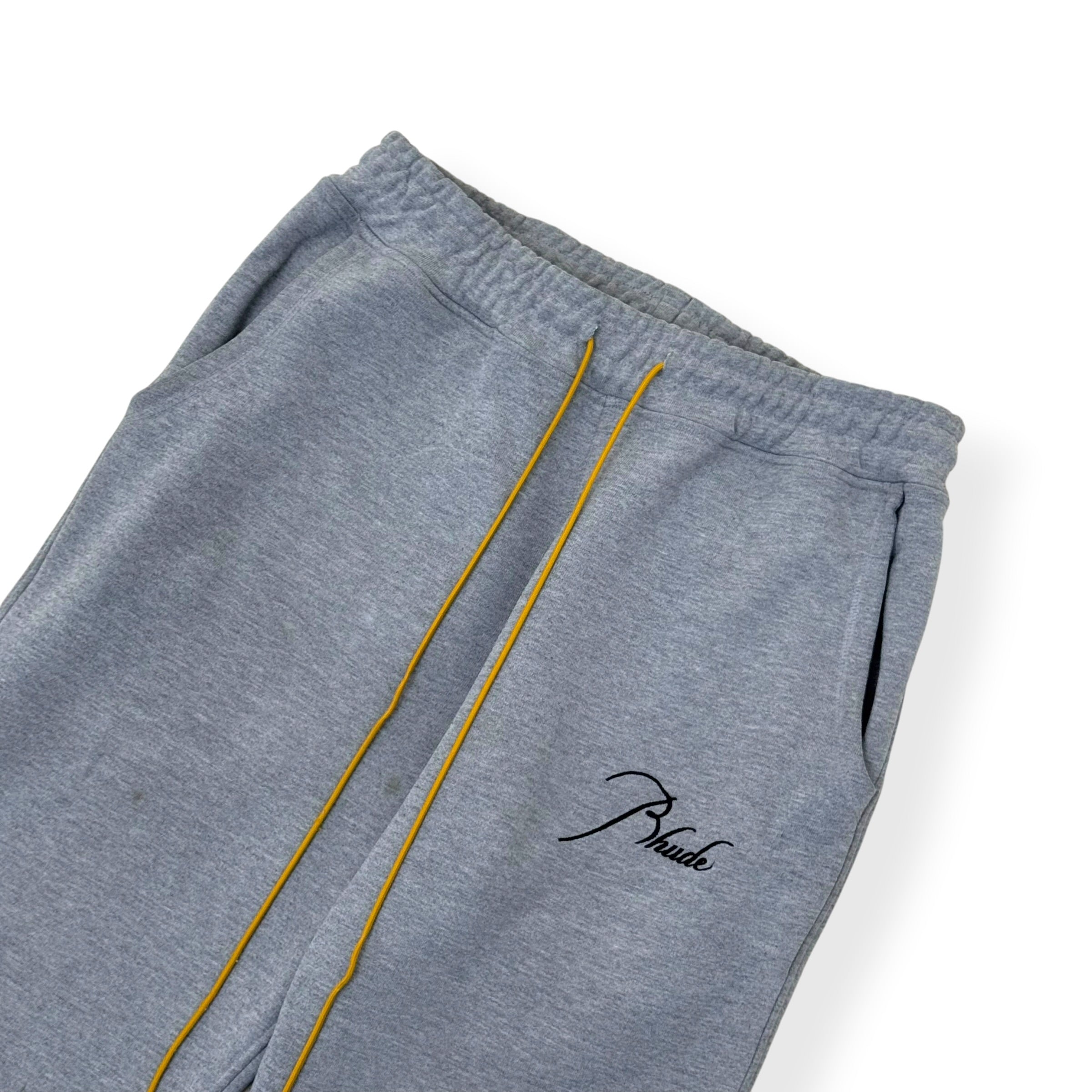 RHUDE LOGO-EMBROIDERED SWEATPANTS GREY L