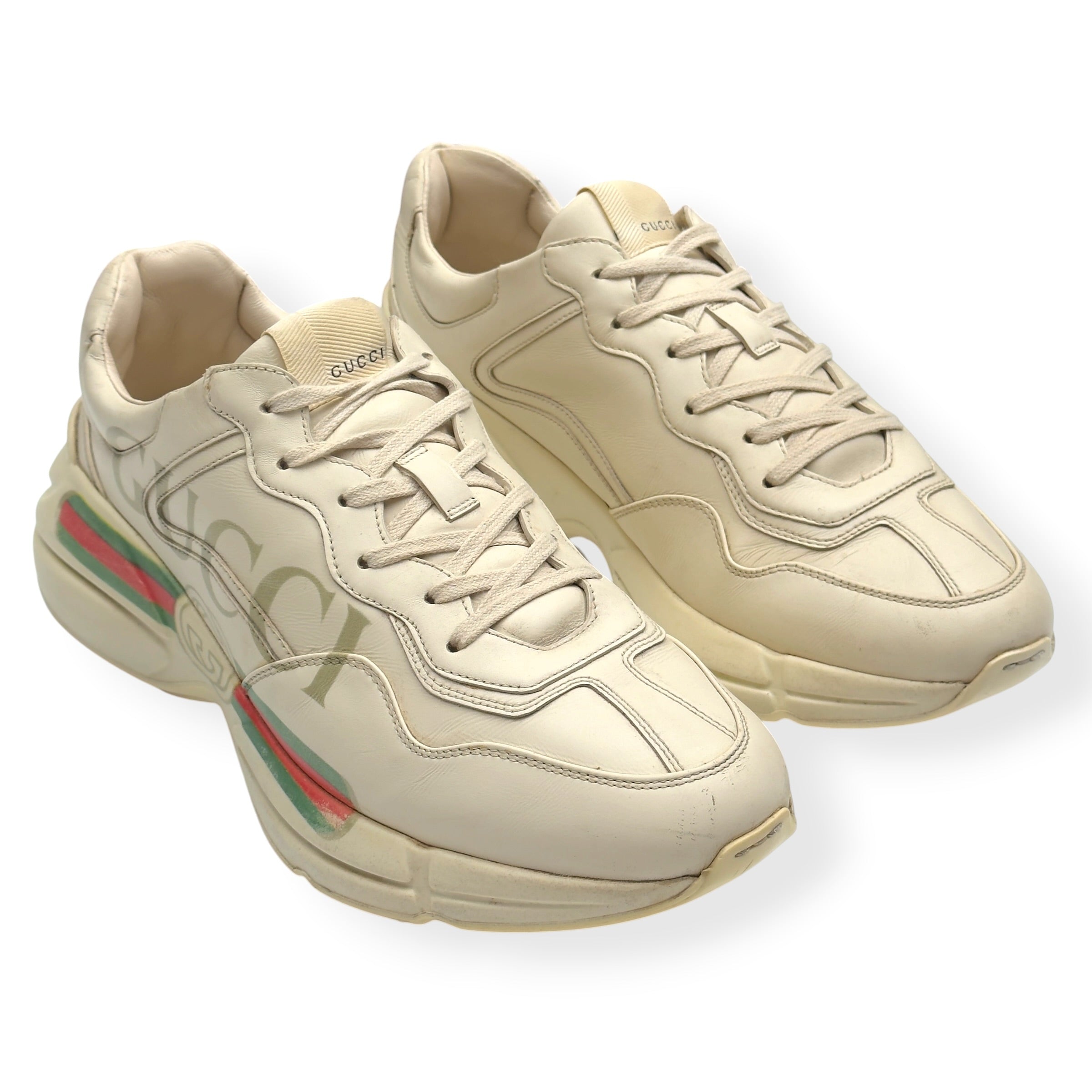 GUCCI RHYTON VINTAGE LOGO SNEAKER ECRU UK10
