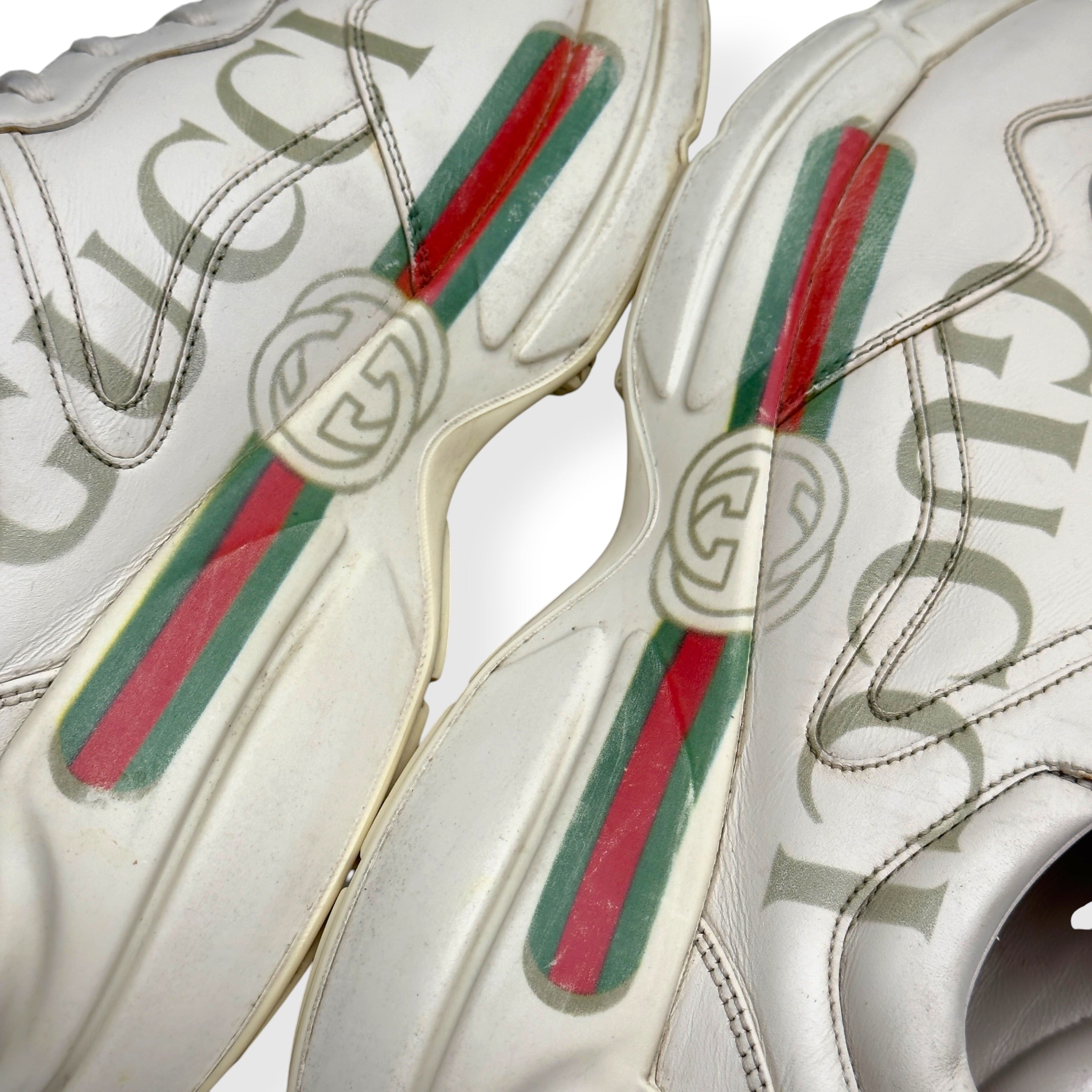 GUCCI RHYTON VINTAGE LOGO SNEAKER ECRU UK10