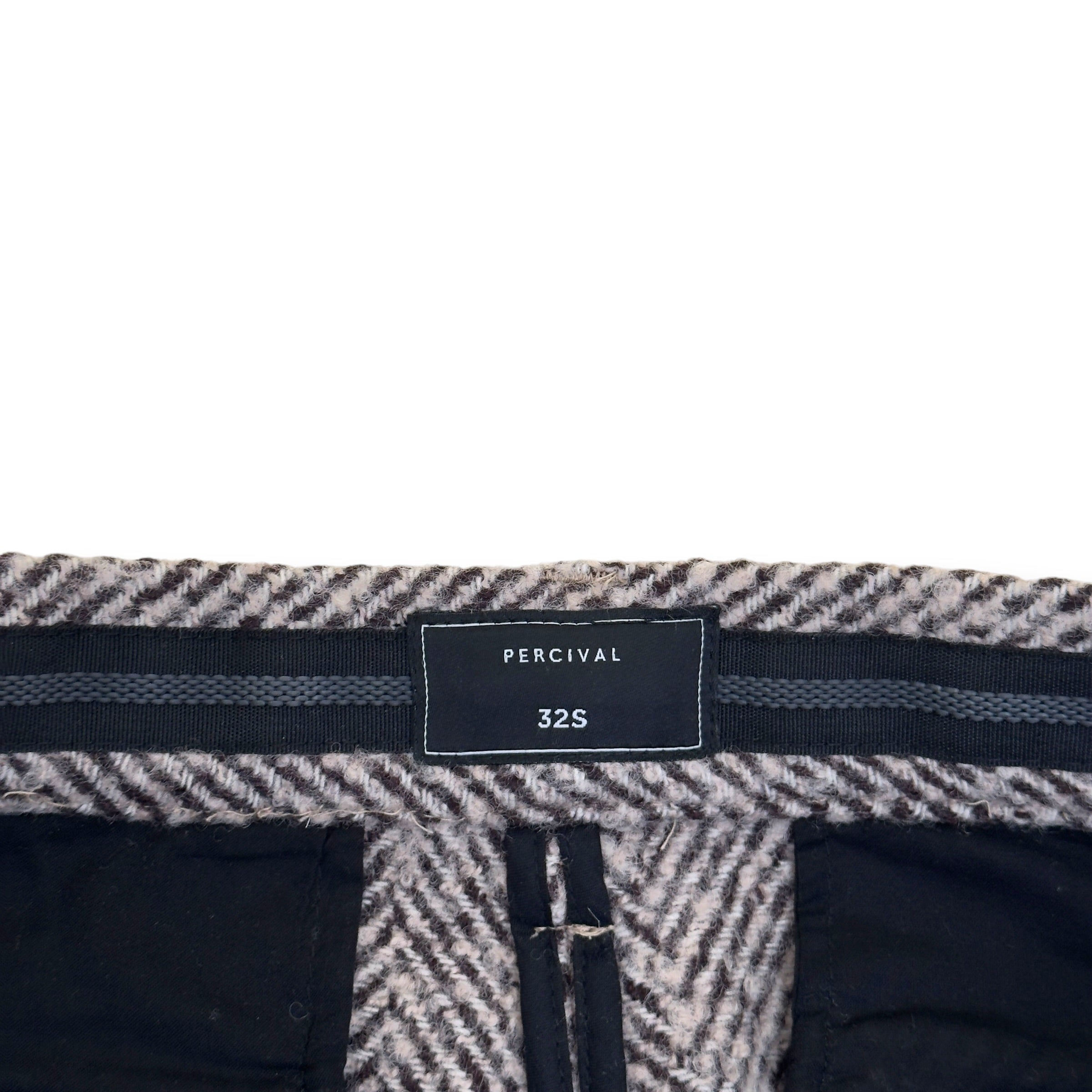 PERCIVAL HERRINGBONE STRAIGHT-LEG WOOL TROUSERS GREY 32 / M