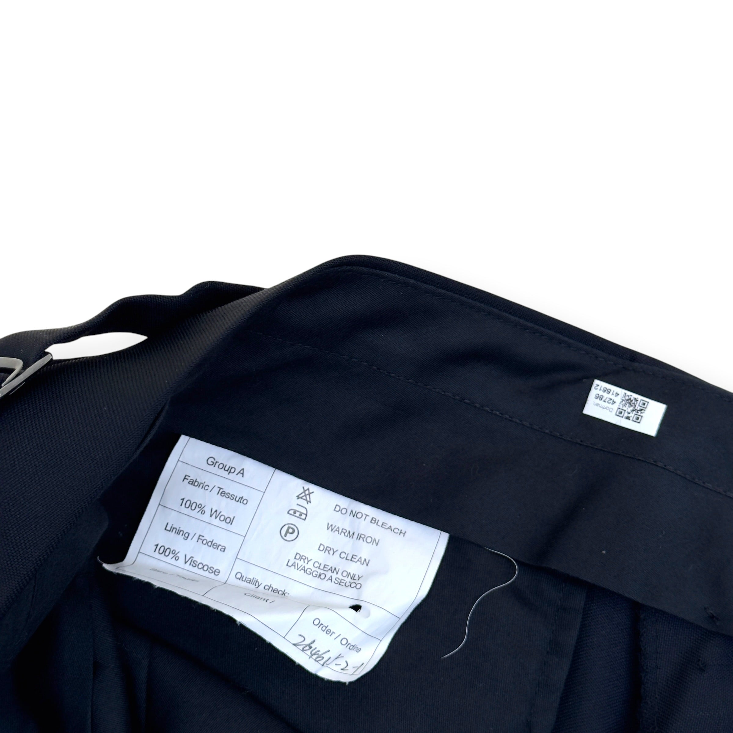 THOM SWEENEY BESPOKE WOOL / SATIN LAPEL DINNER SUIT BLACK XL