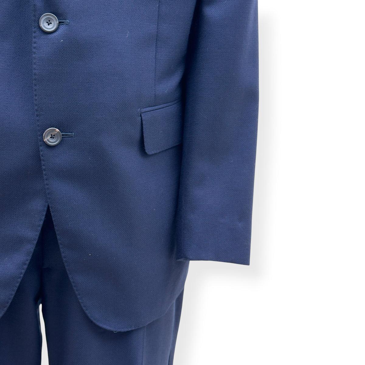 THOM SWEENEY BESPOKE WOOL SUIT NAVY XL