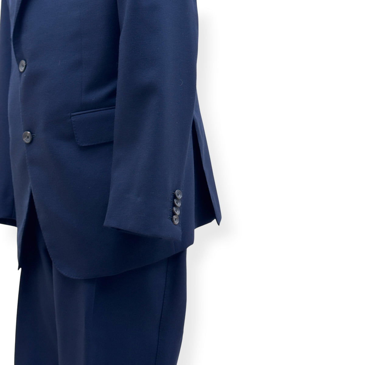 THOM SWEENEY BESPOKE WOOL SUIT NAVY XL