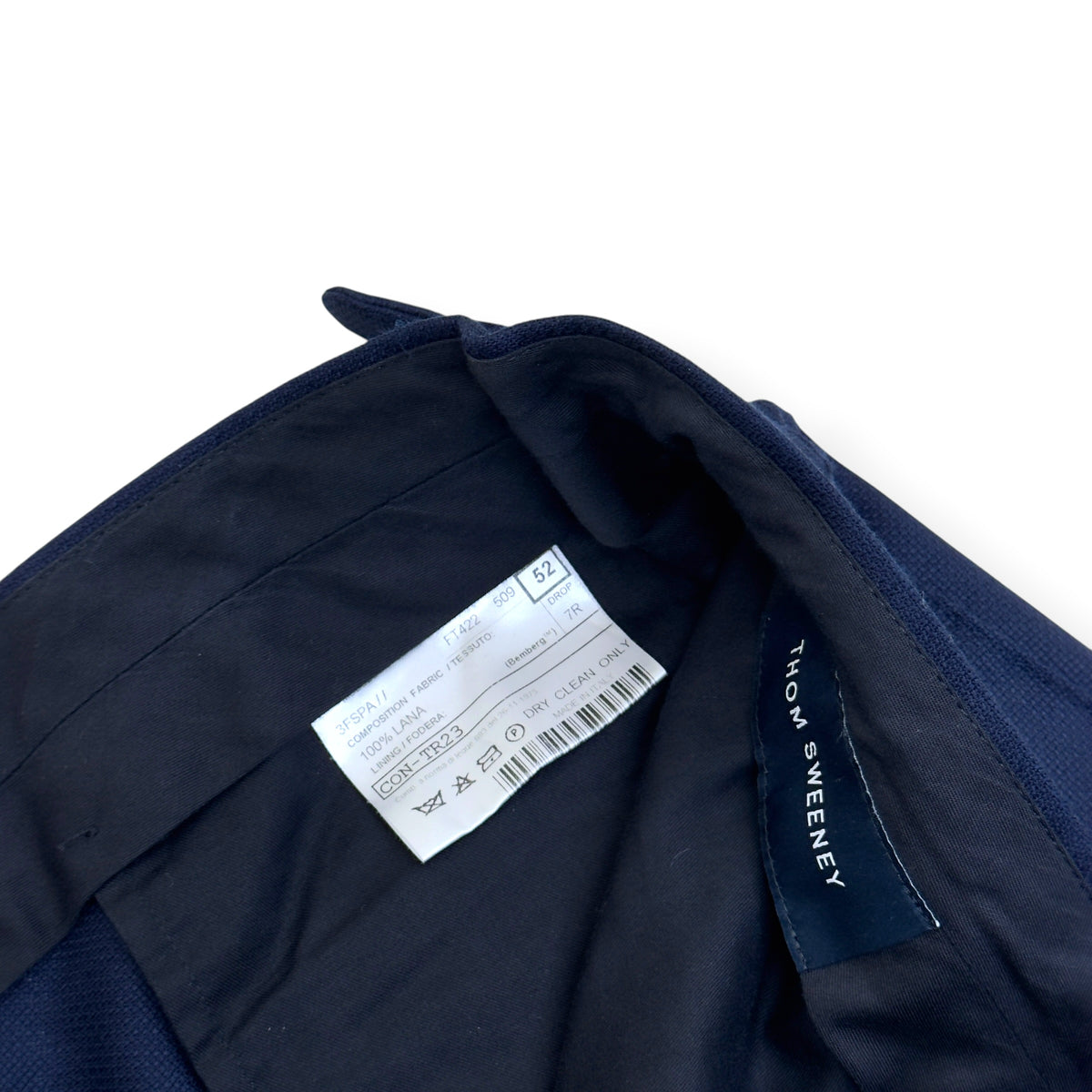THOM SWEENEY BESPOKE WOOL SUIT NAVY XL