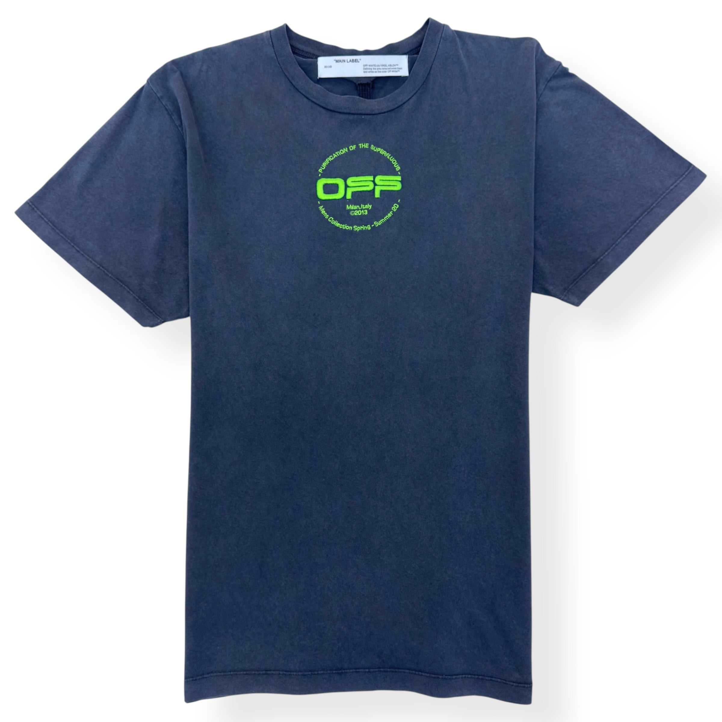OFF-WHITE HAND LOGO COTTON T-SHIRT GREY M