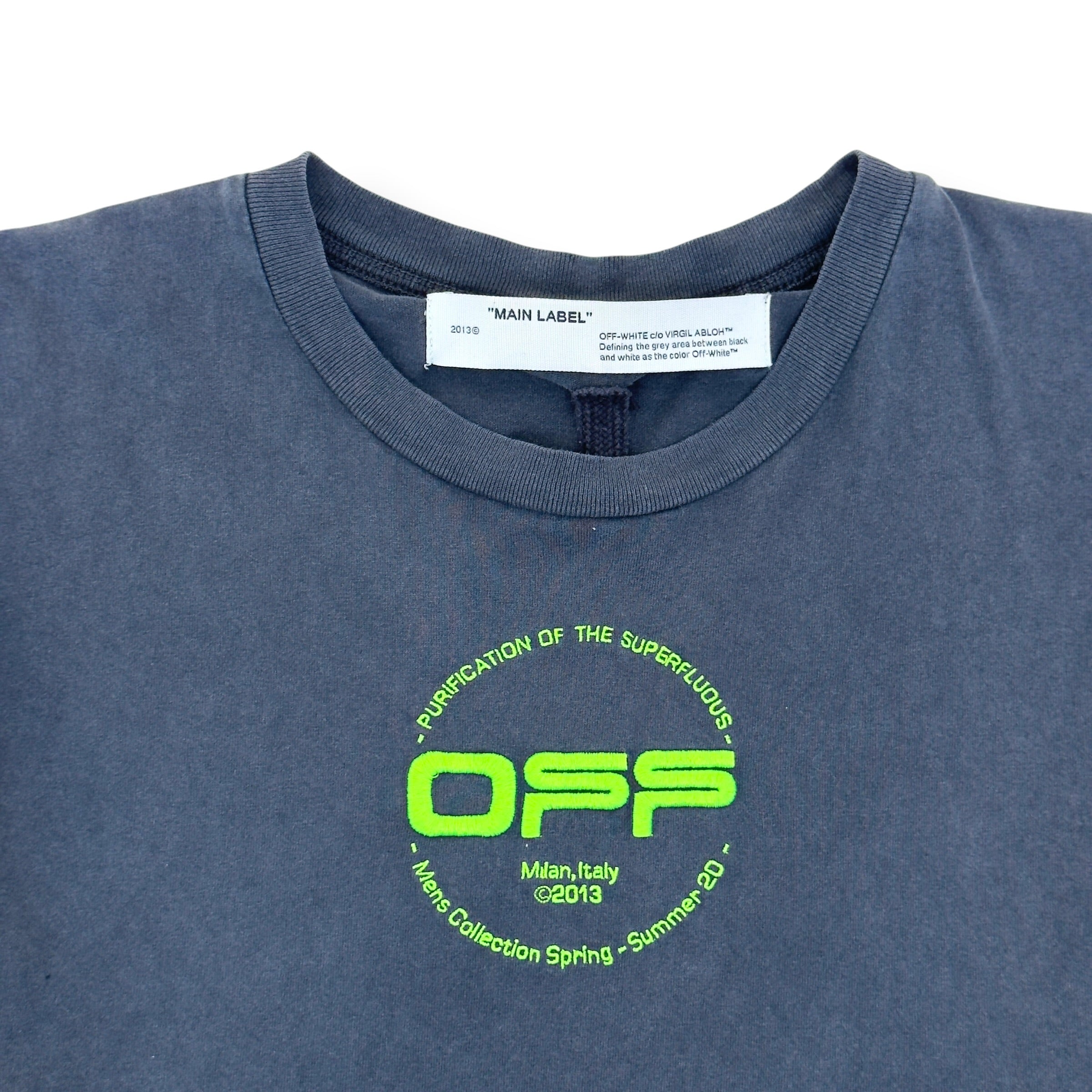 OFF-WHITE HAND LOGO COTTON T-SHIRT GREY M