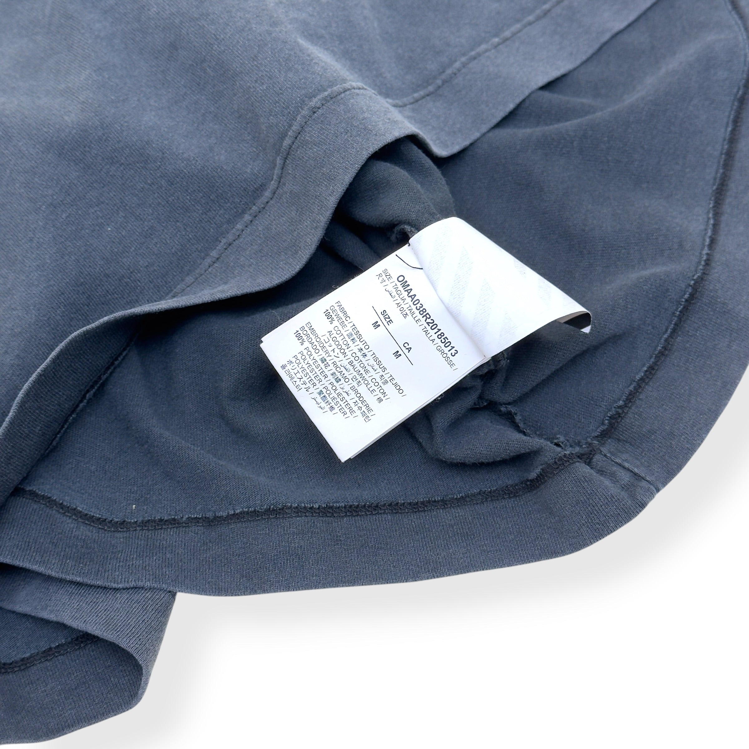 OFF-WHITE HAND LOGO COTTON T-SHIRT GREY M