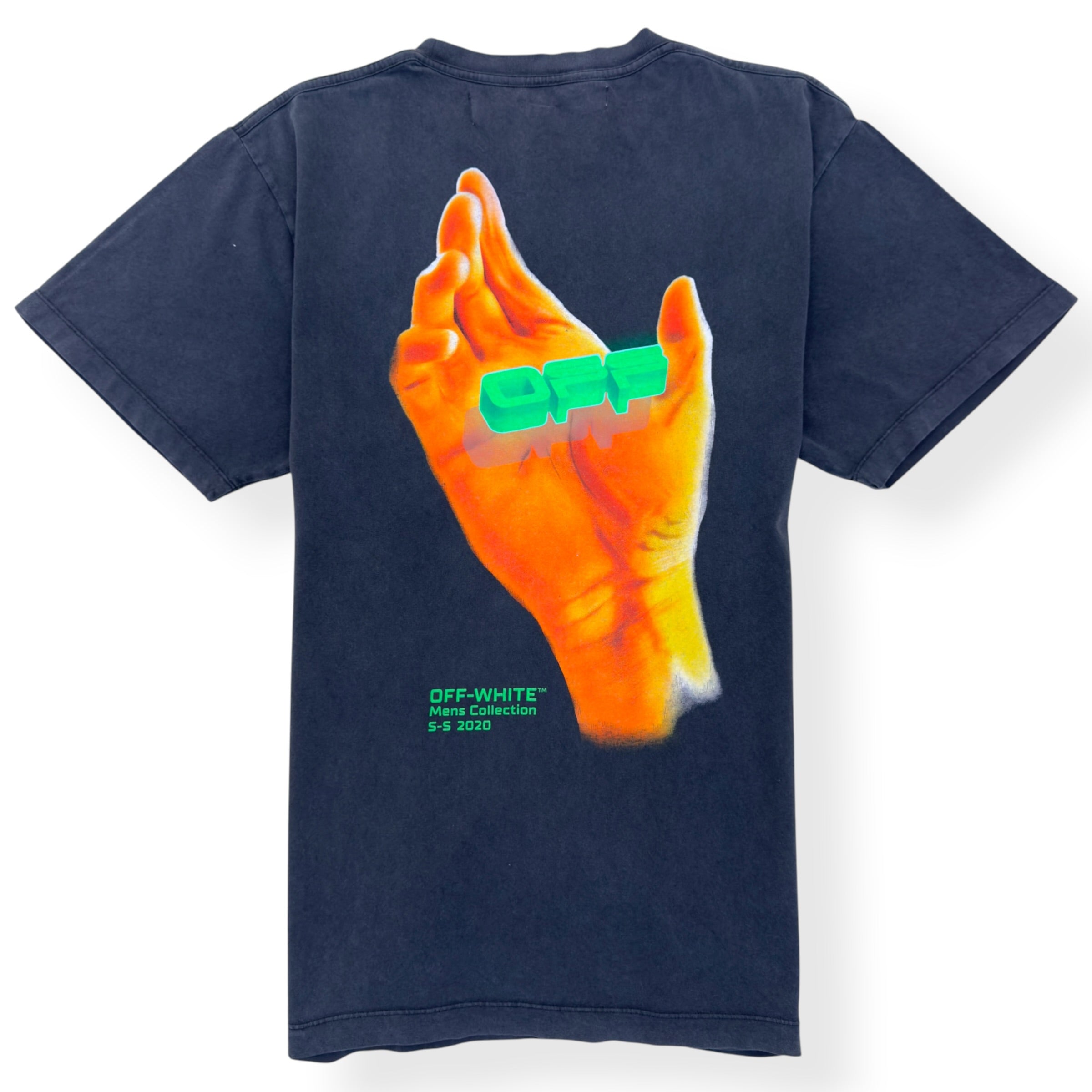 OFF-WHITE HAND LOGO COTTON T-SHIRT GREY M