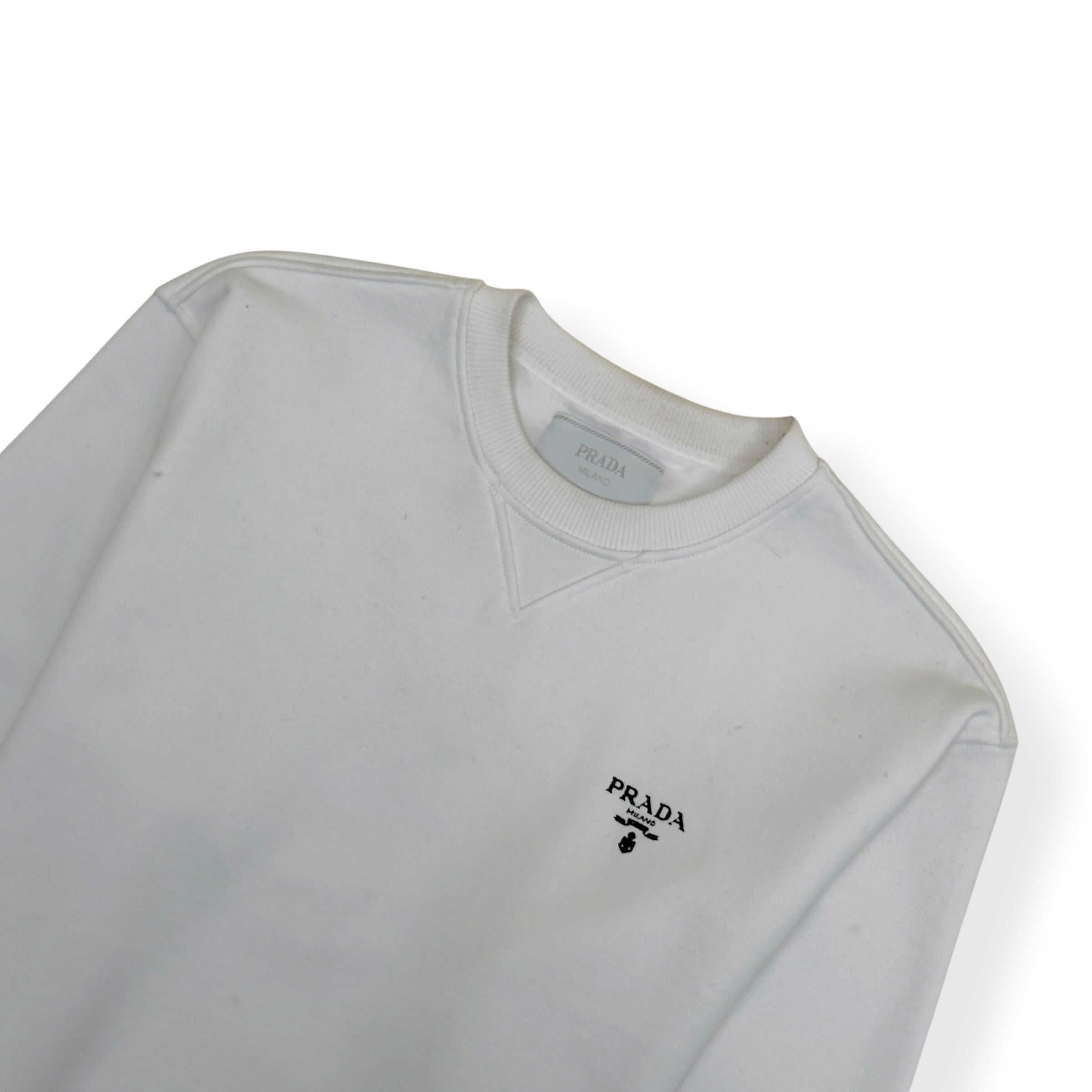 PRADA LOGO SWEATSHIRT WHITE L