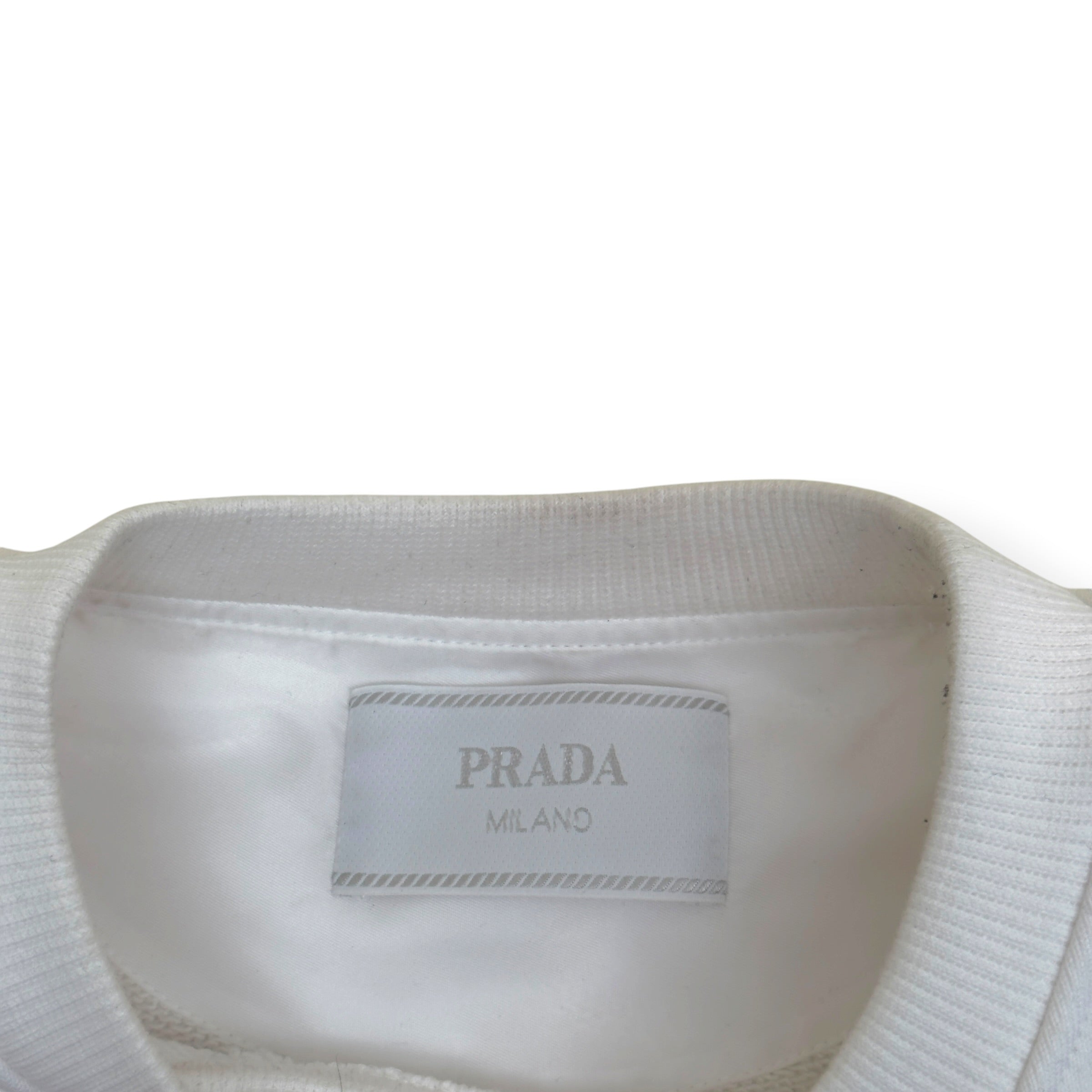 PRADA LOGO SWEATSHIRT WHITE L