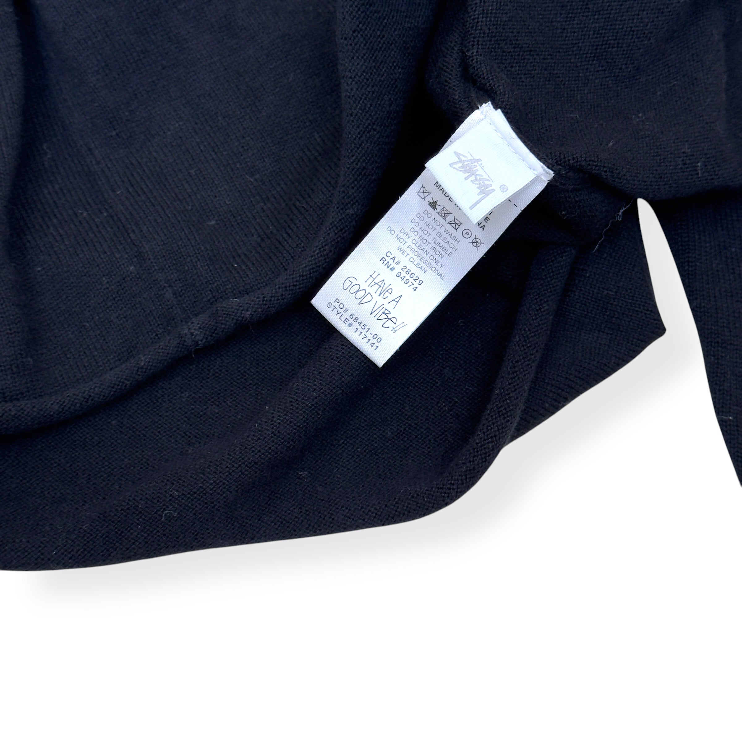 STÜSSY EXPOSED SEAM CREWNECK SWEATSHIRT BLACK S