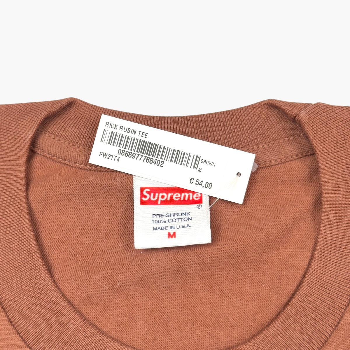SUPREME RICK RUBIN T-SHIRT BROWN M
