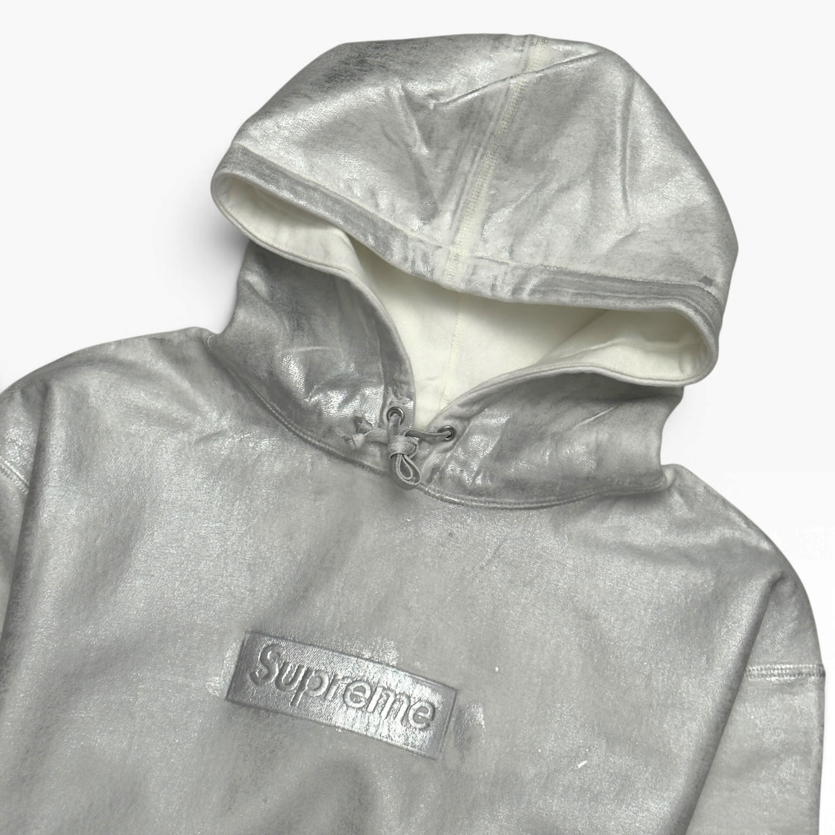 SUPREME MM6 MAISON MARGIELA FOIL BOX LOGO HOODED SWEATSHIRT OFF-WHITE M