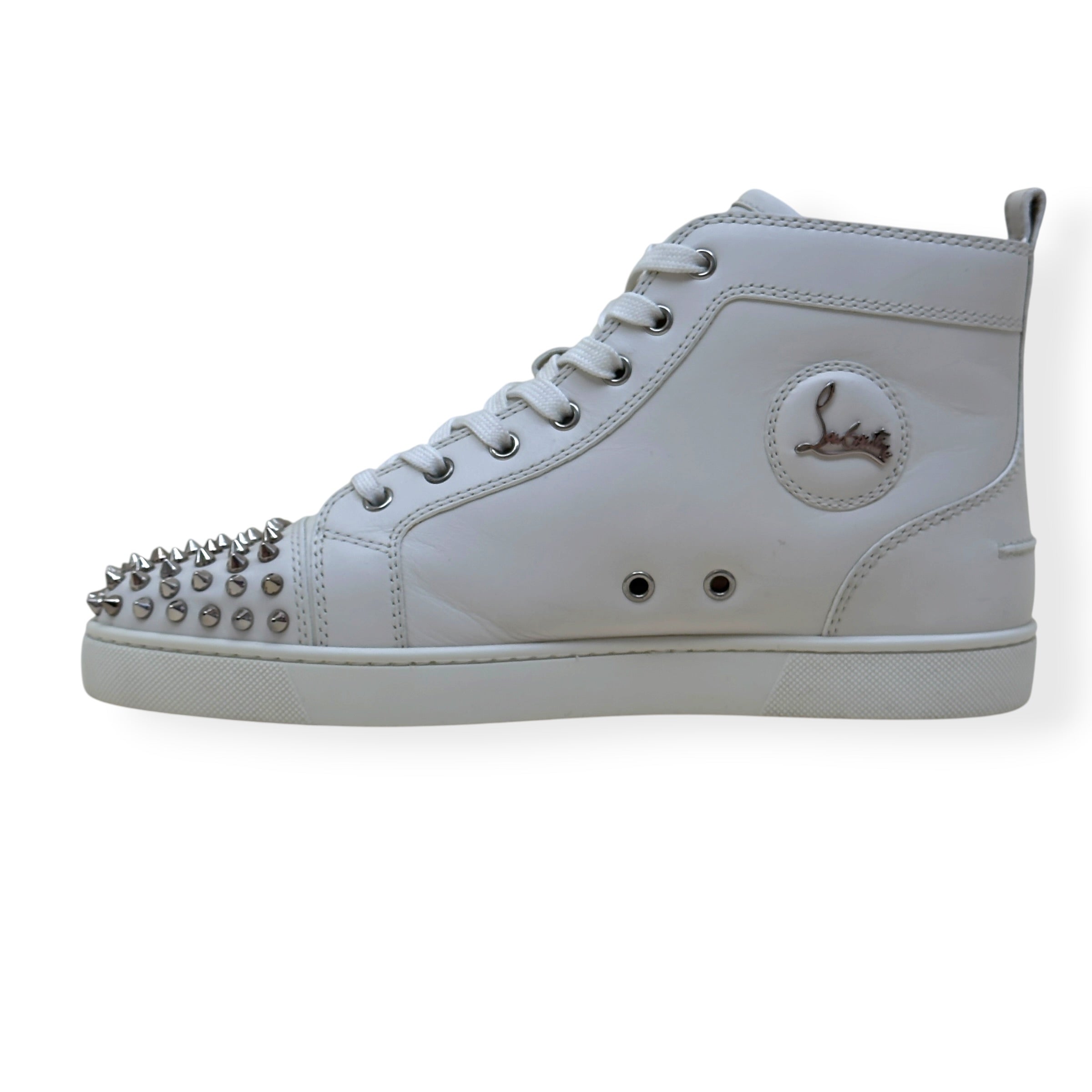 CHRISTIAN LOUBOUTIN LOUIS SPIKES HIGH-TOP LEATHER SNEAKER WHITE 43 / UK9