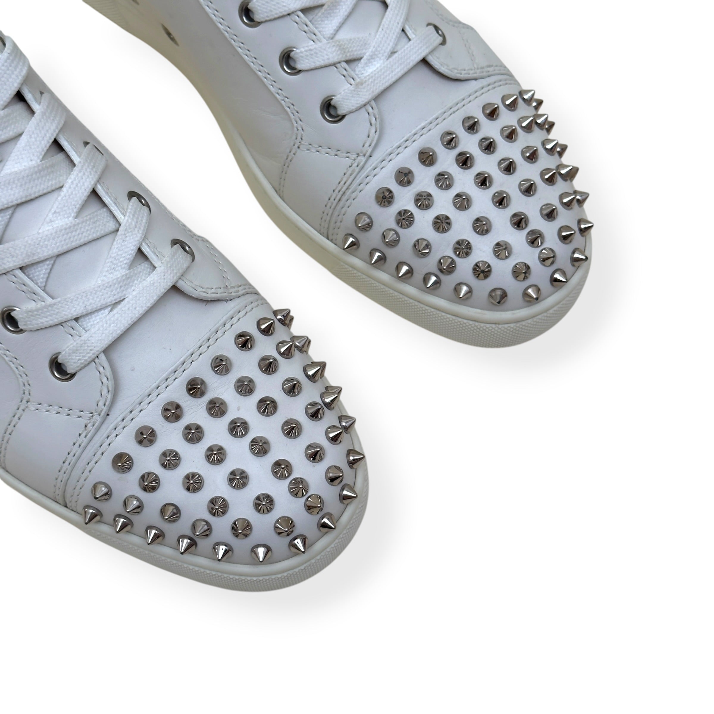 CHRISTIAN LOUBOUTIN LOUIS SPIKES HIGH-TOP LEATHER SNEAKER WHITE 43 / UK9