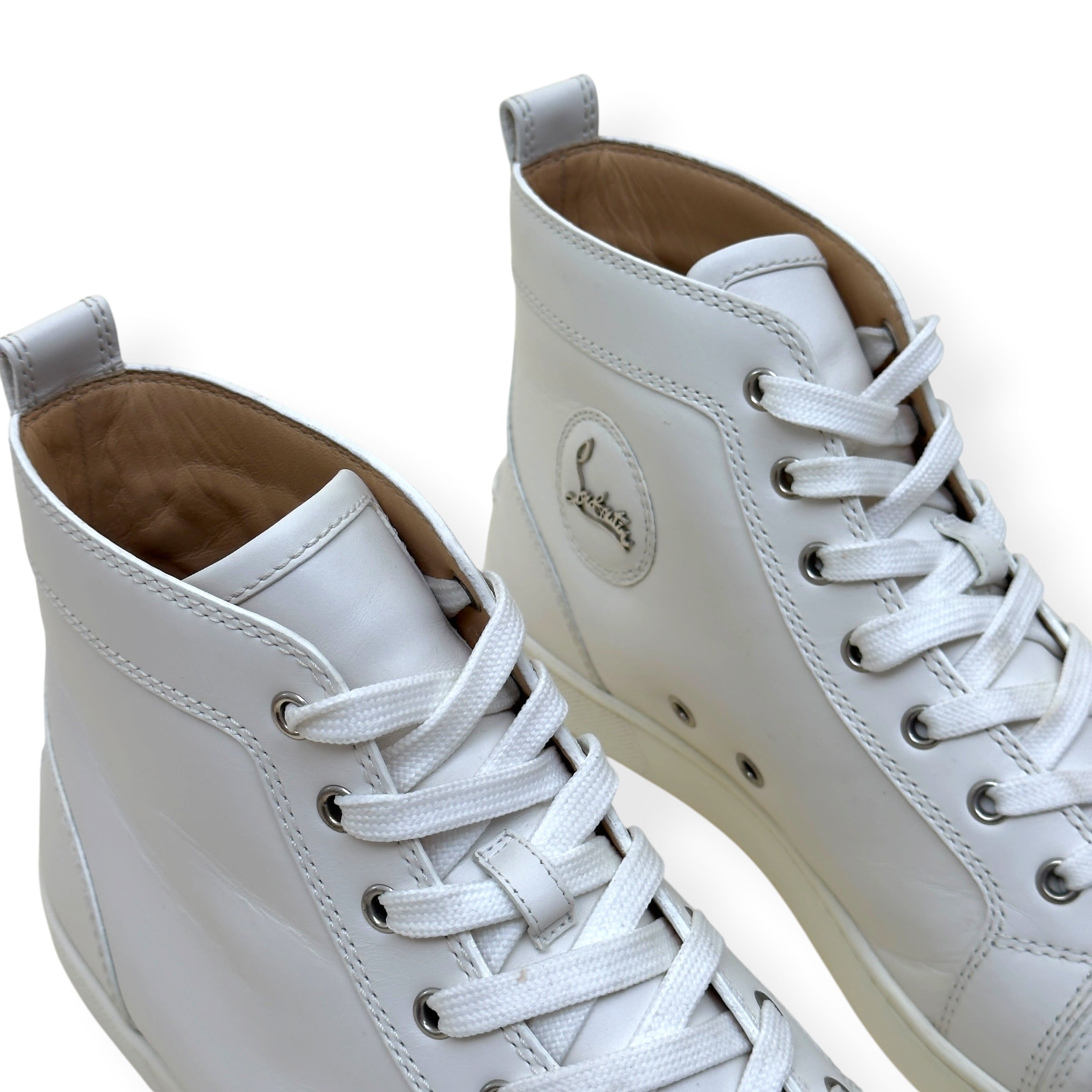 CHRISTIAN LOUBOUTIN LOUIS SPIKES HIGH-TOP LEATHER SNEAKER WHITE 43 / UK9