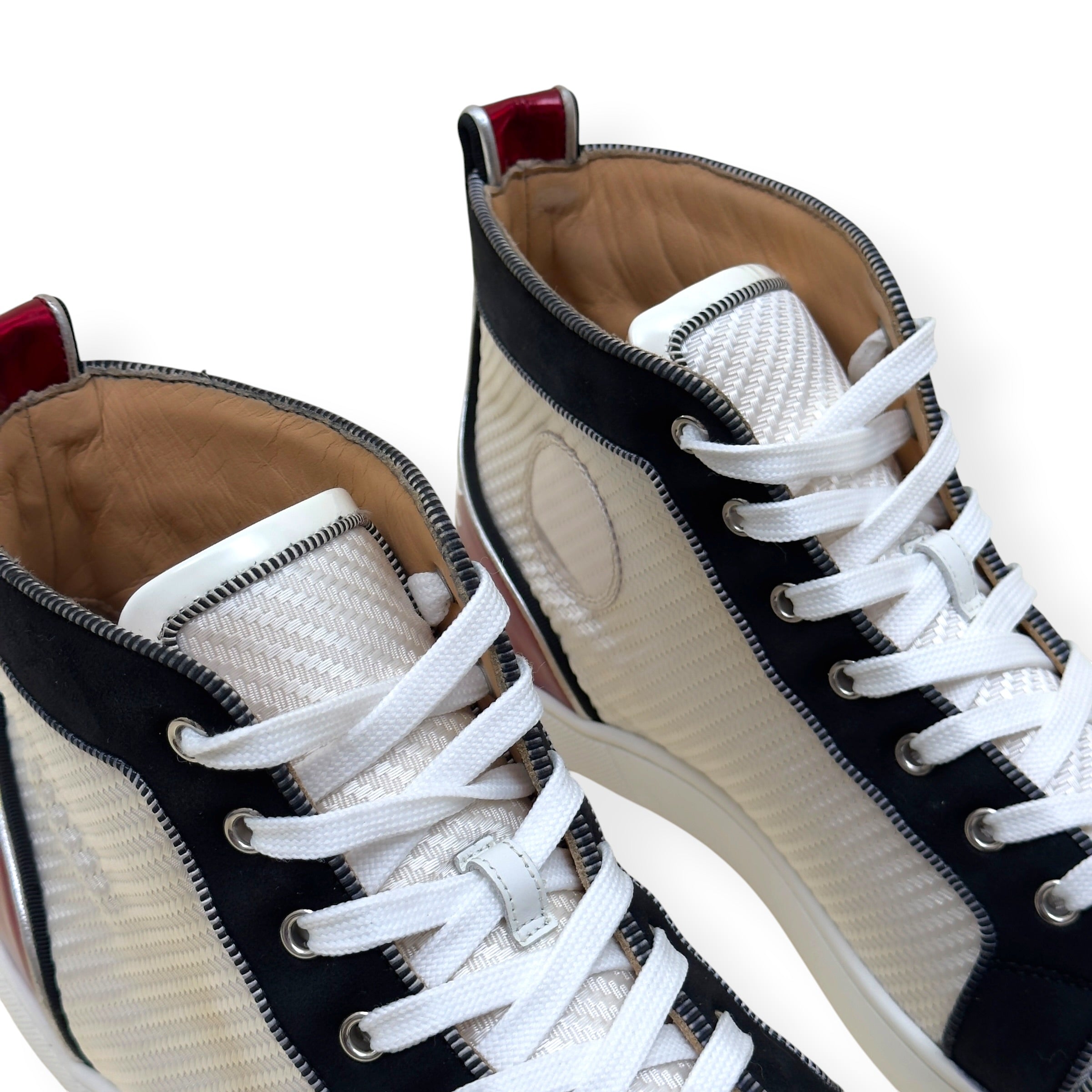 CHRISTIAN LOUBOUTIN LOUIS ORLATO HIGH-TOP SNEAKER WHITE / NAVY / RED 43 / UK9