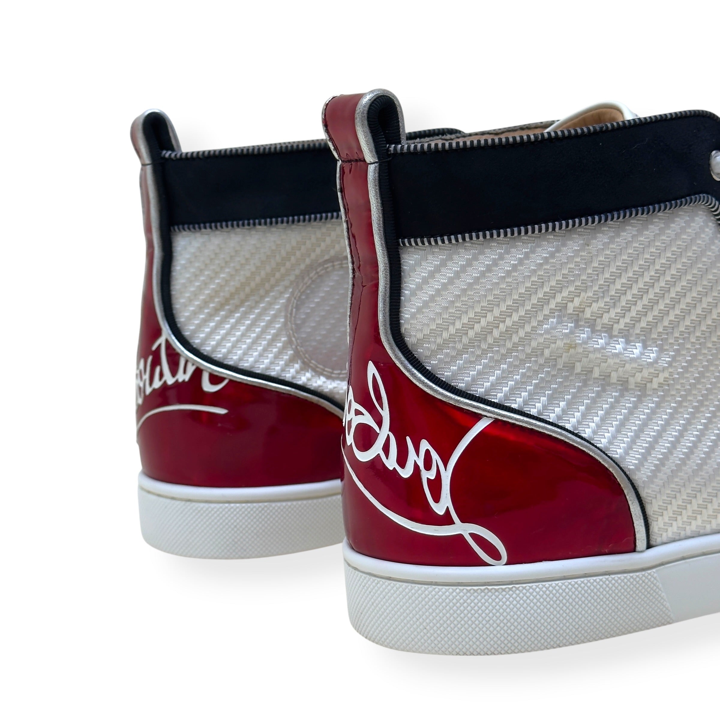 CHRISTIAN LOUBOUTIN LOUIS ORLATO HIGH-TOP SNEAKER WHITE / NAVY / RED 43 / UK9